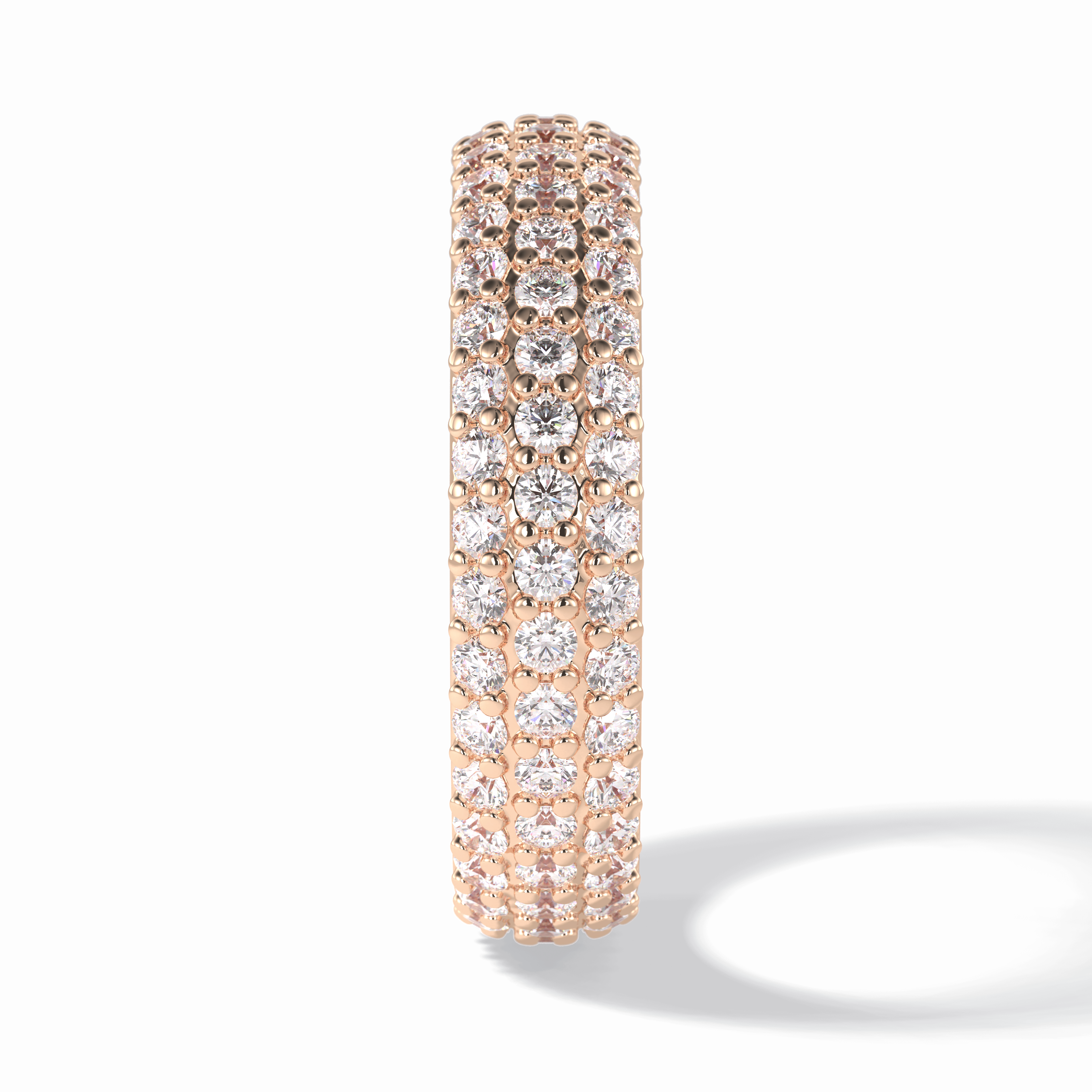 Luminous Coronet 1.36 Carat Round VVS1 Half Eternity Lab-Grown Wedding Band in 18K Rose Gold