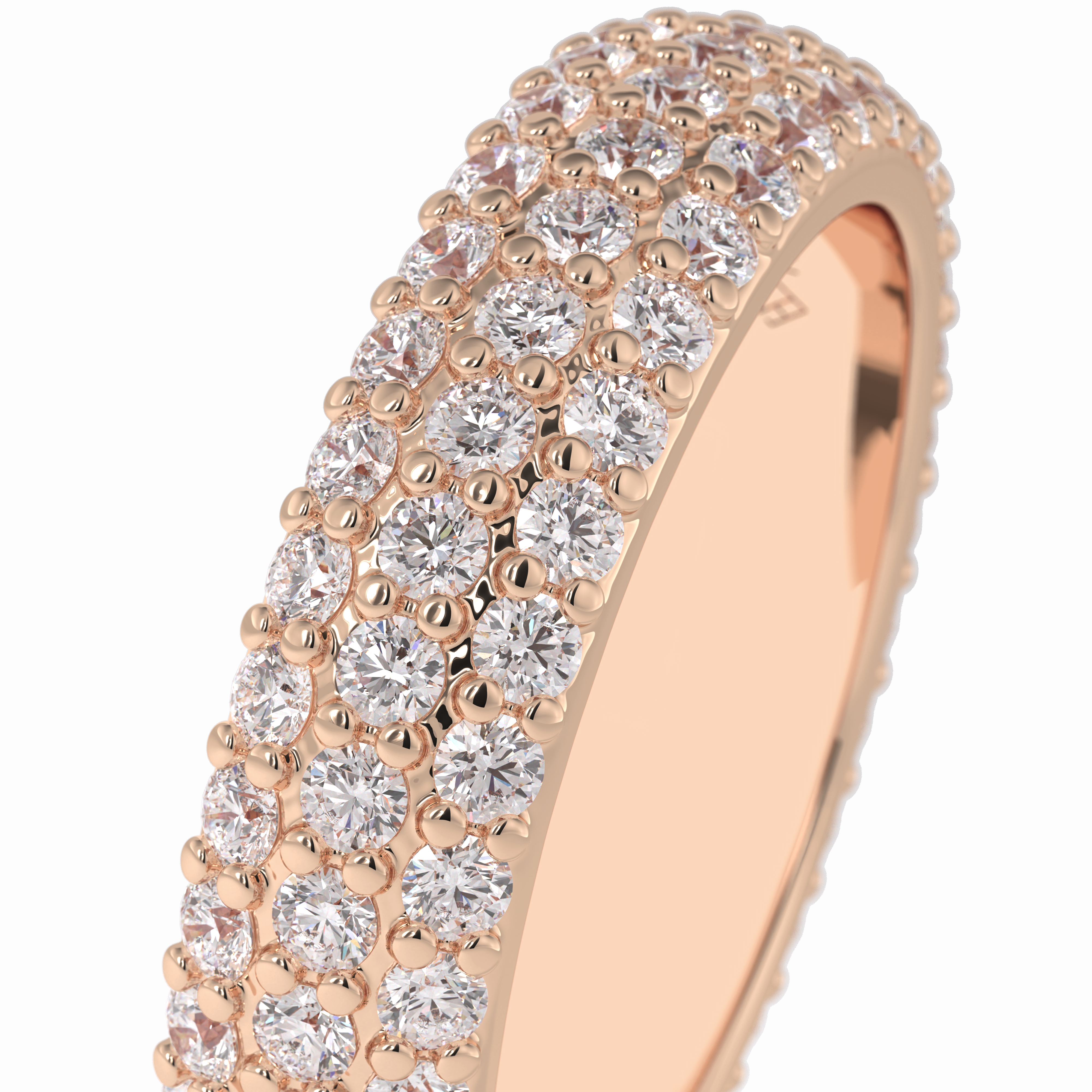 Luminous Coronet 1.36 Carat Round VVS1 Half Eternity Lab-Grown Wedding Band in 18K Rose Gold