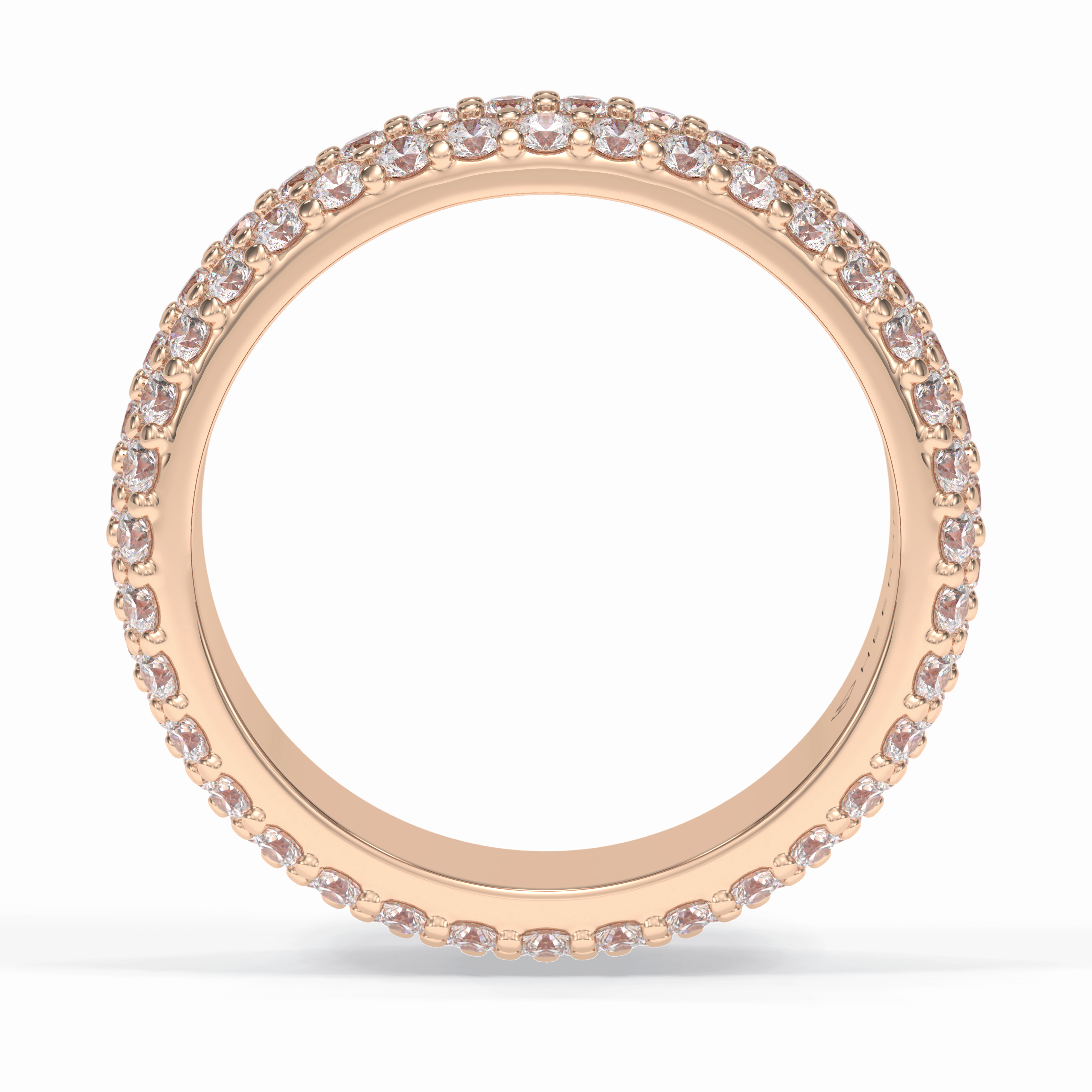 Luminous Coronet 1.36 Carat Round VVS1 Half Eternity Lab-Grown Wedding Band in 18K Rose Gold