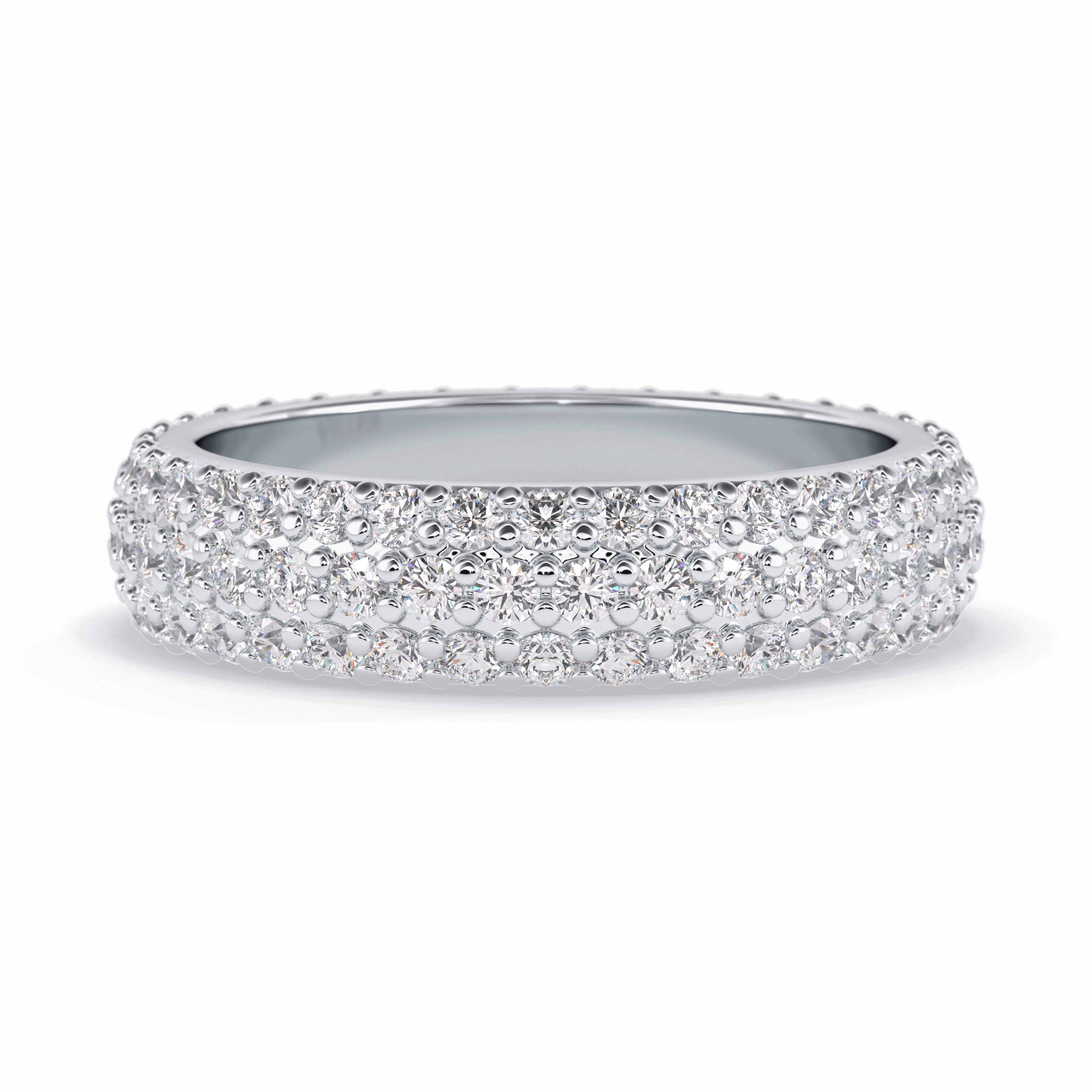 Luminous Coronet 1.36 Carat Round VVS1 Half Eternity Lab-Grown Wedding Band in 18K White Gold