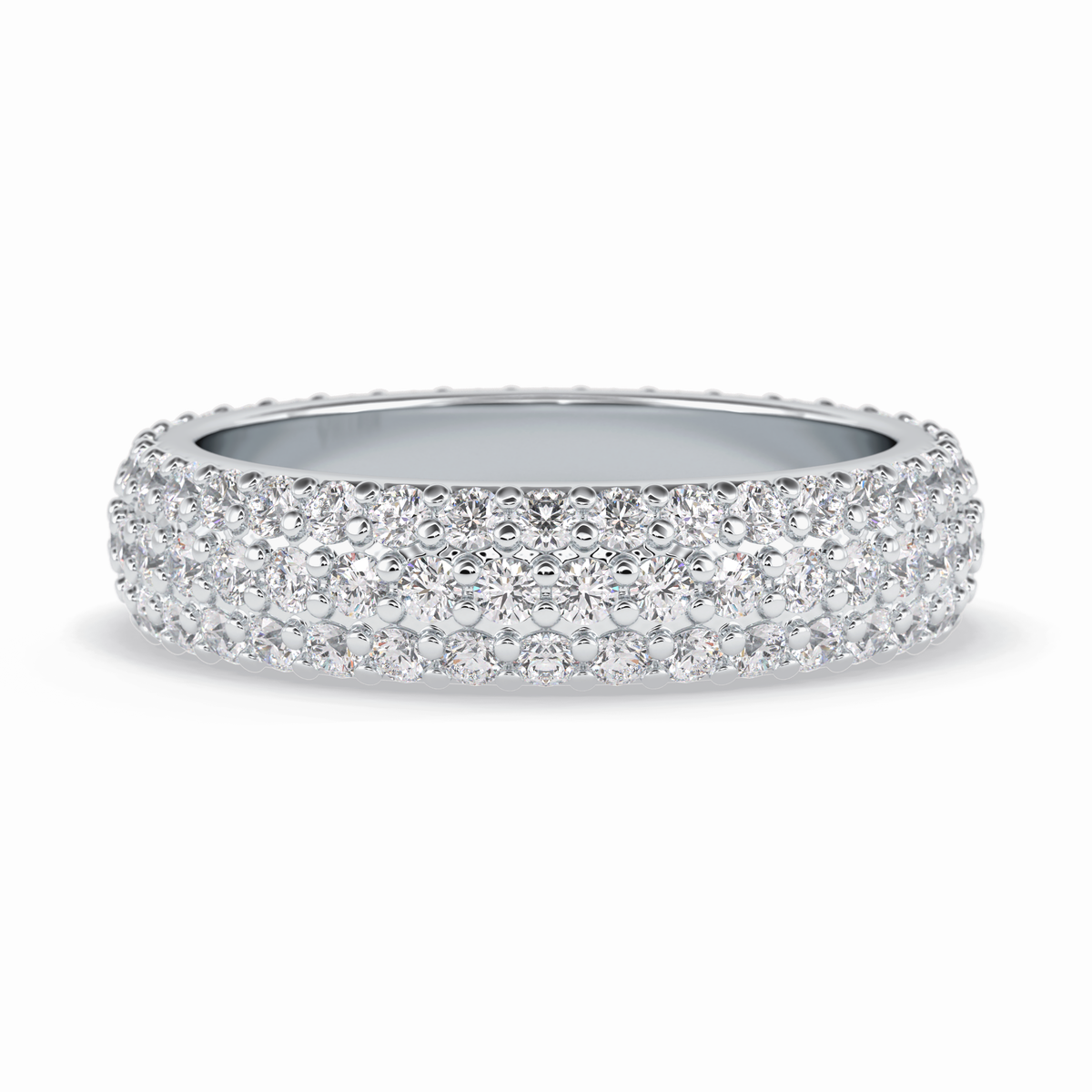 Luminous Coronet 1.36 Carat Round VVS1 Half Eternity Lab-Grown Wedding Band in 18K White Gold