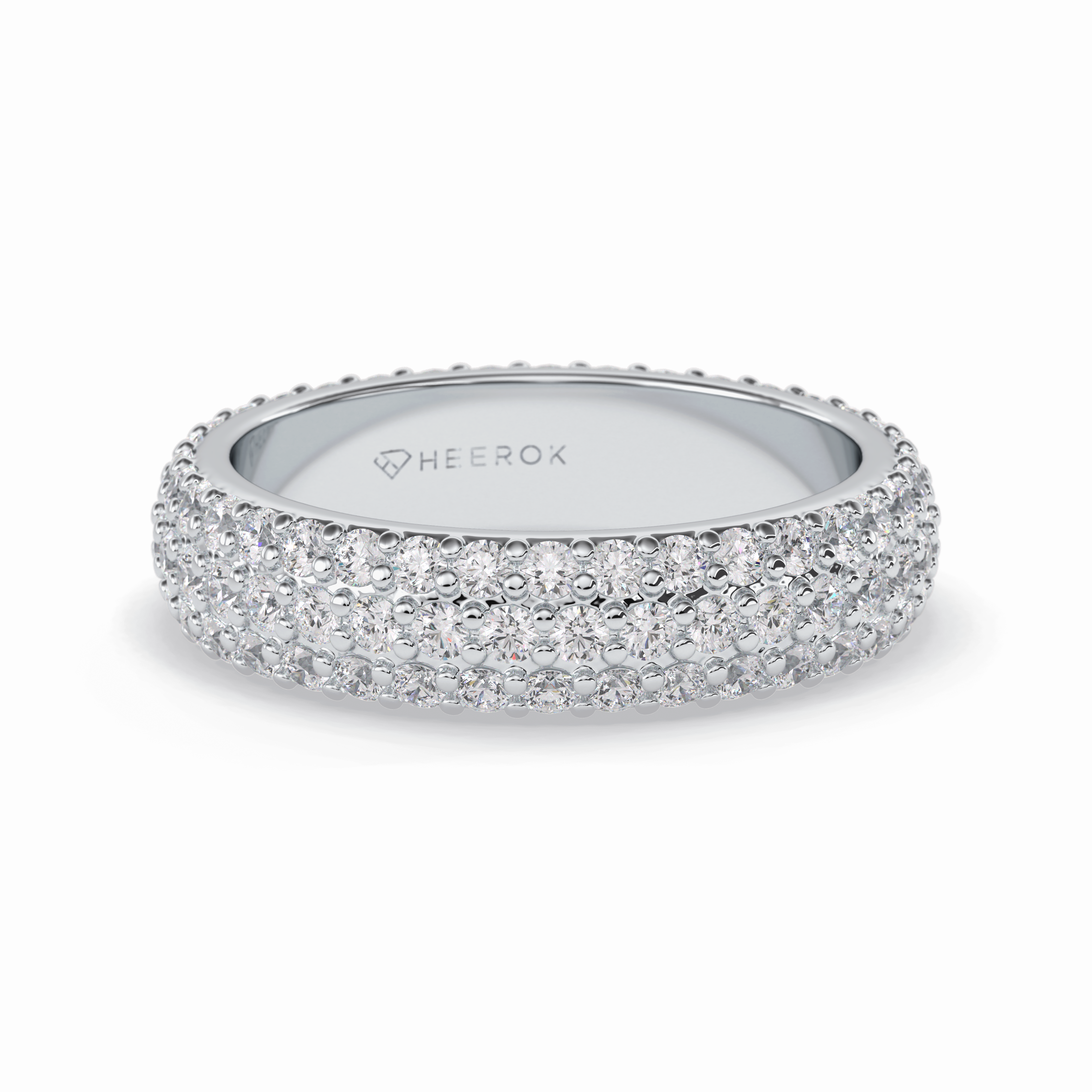 Luminous Coronet 1.36 Carat Round VVS1 Half Eternity Lab-Grown Wedding Band in 18K White Gold