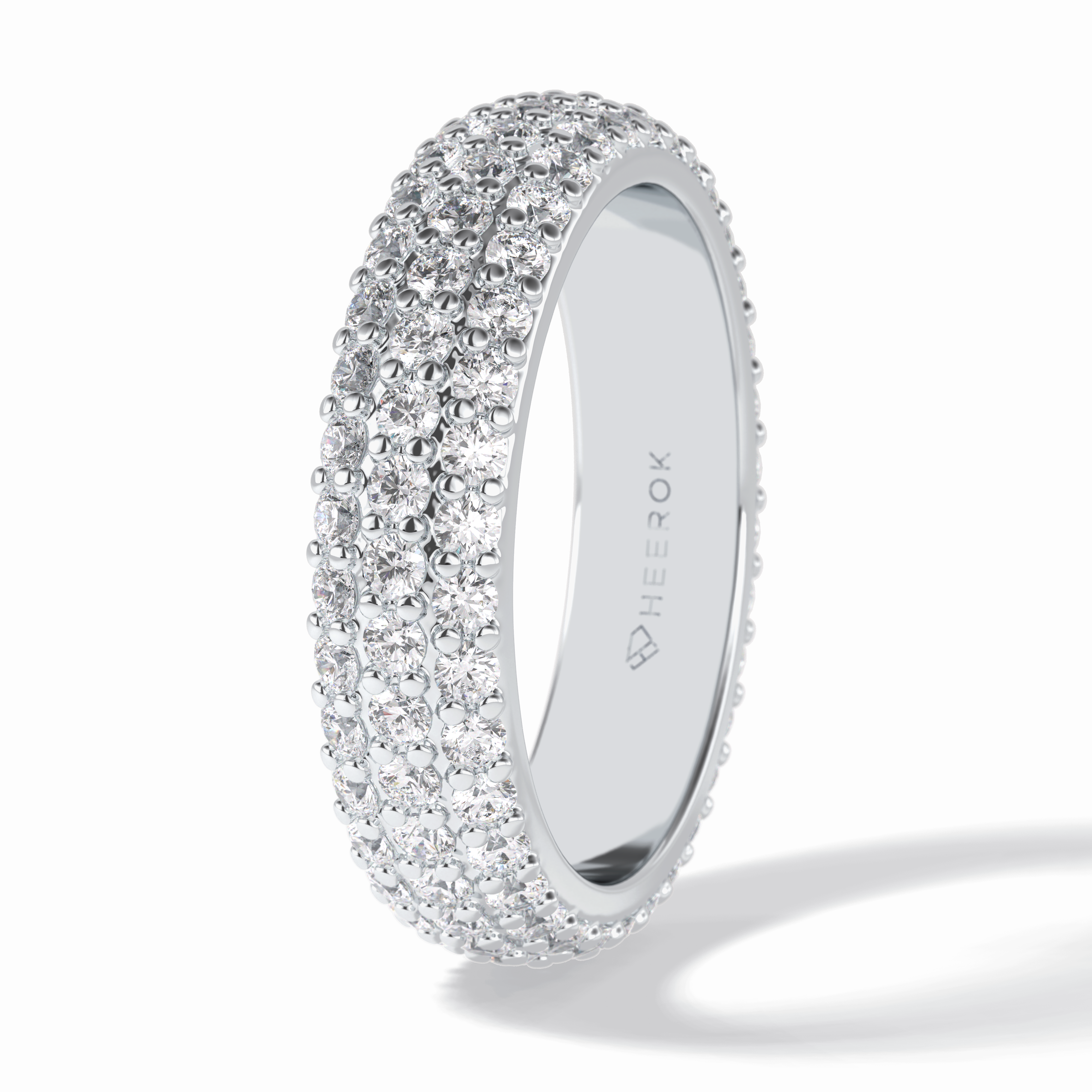 Luminous Coronet 1.36 Carat Round VVS1 Half Eternity Lab-Grown Wedding Band in 18K White Gold