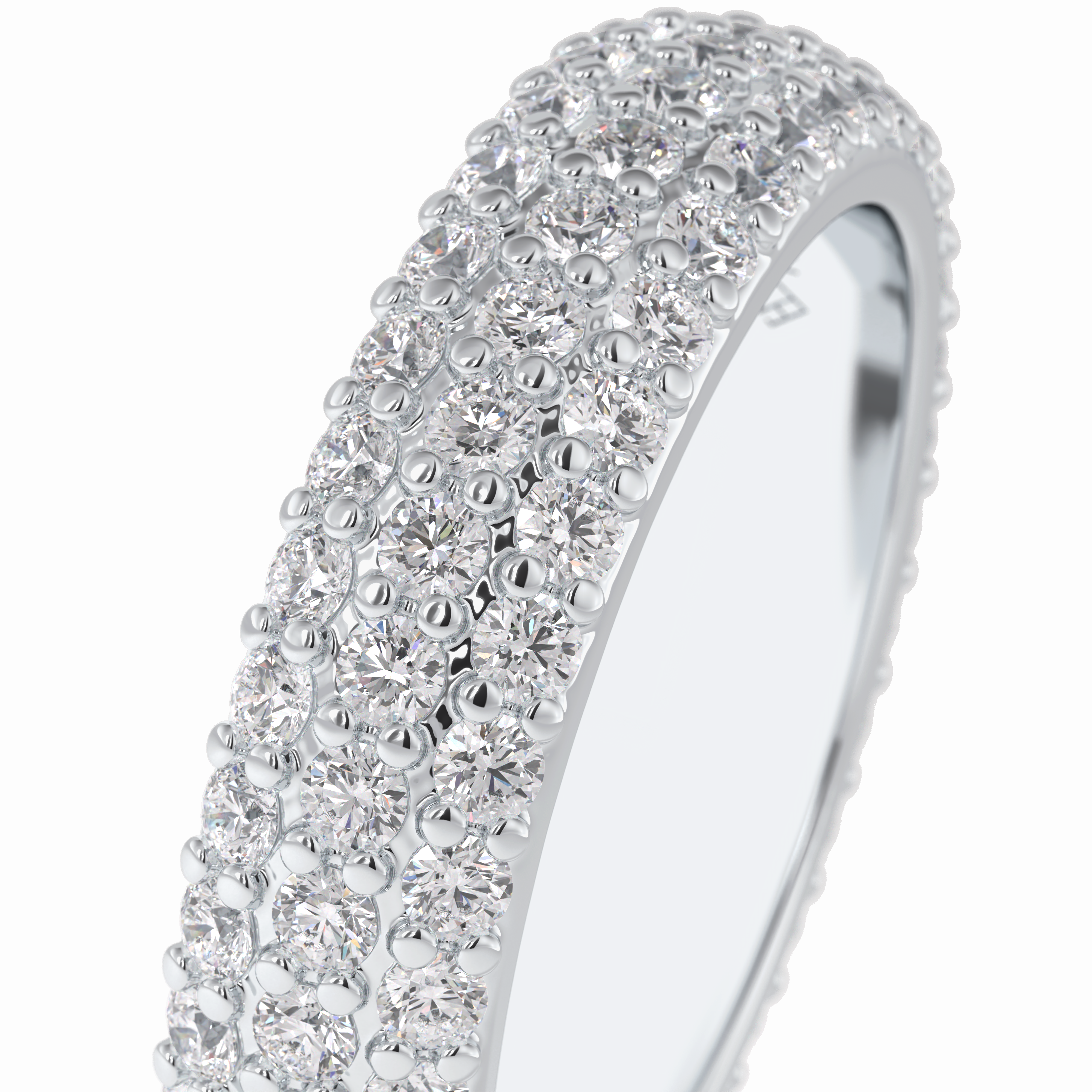 Luminous Coronet 1.36 Carat Round VVS1 Half Eternity Lab-Grown Wedding Band in 18K White Gold