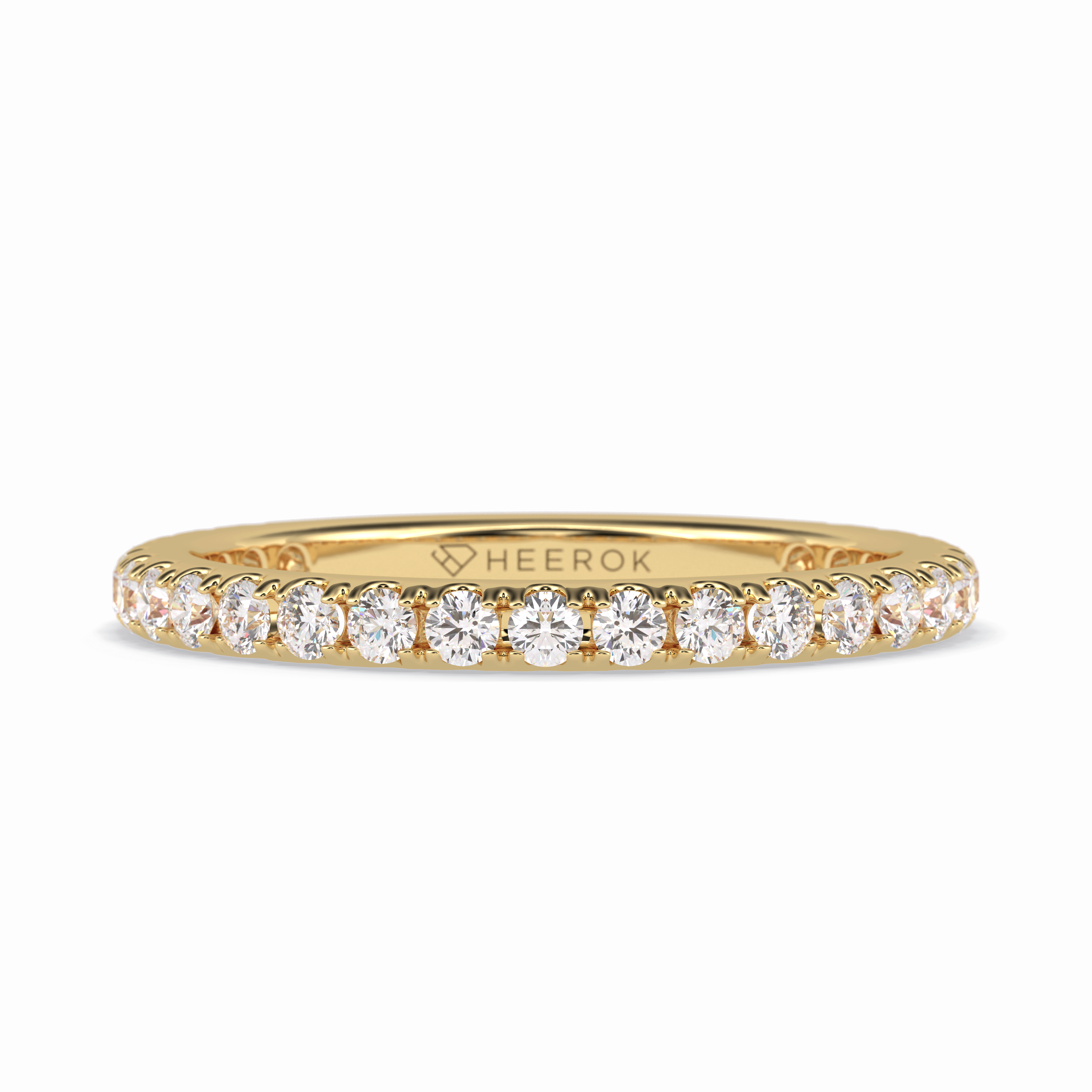 Starlit 0.46 Carat Round VVS1 Half Eternity Lab-Grown Wedding Band in 18K Yellow Gold