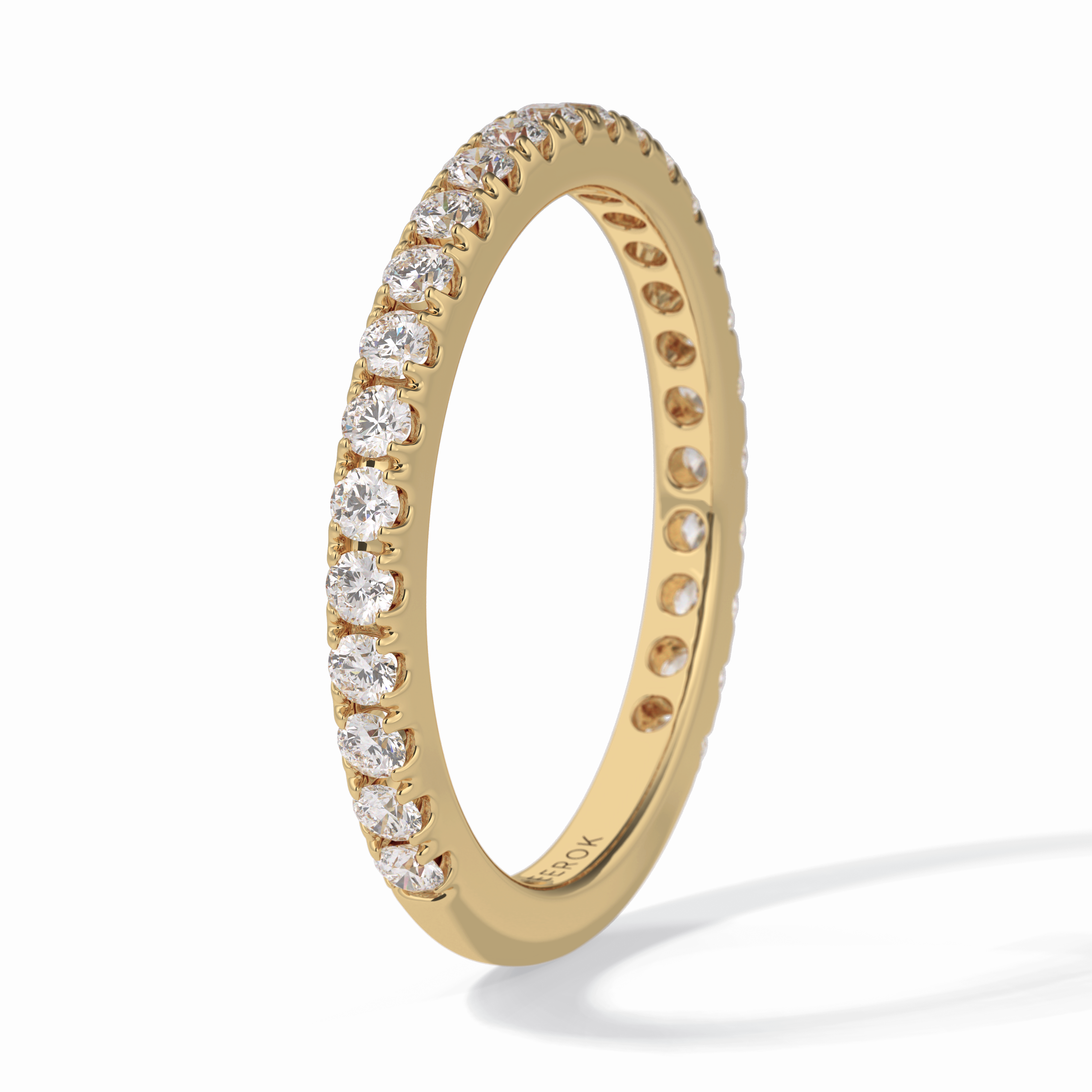 Starlit 0.46 Carat Round VVS1 Half Eternity Lab-Grown Wedding Band in 18K Yellow Gold