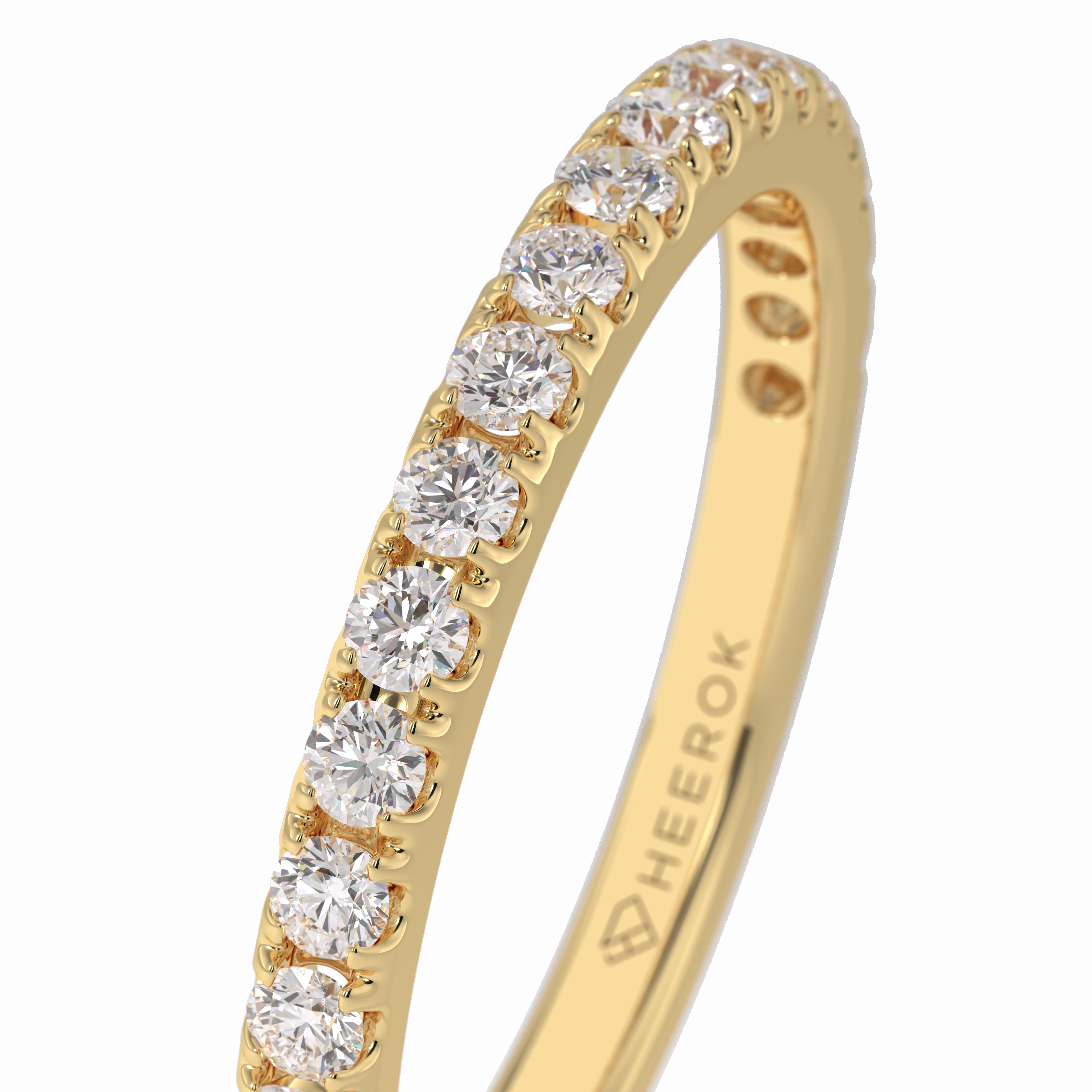 Starlit 0.46 Carat Round VVS1 Half Eternity Lab-Grown Wedding Band in 18K Yellow Gold