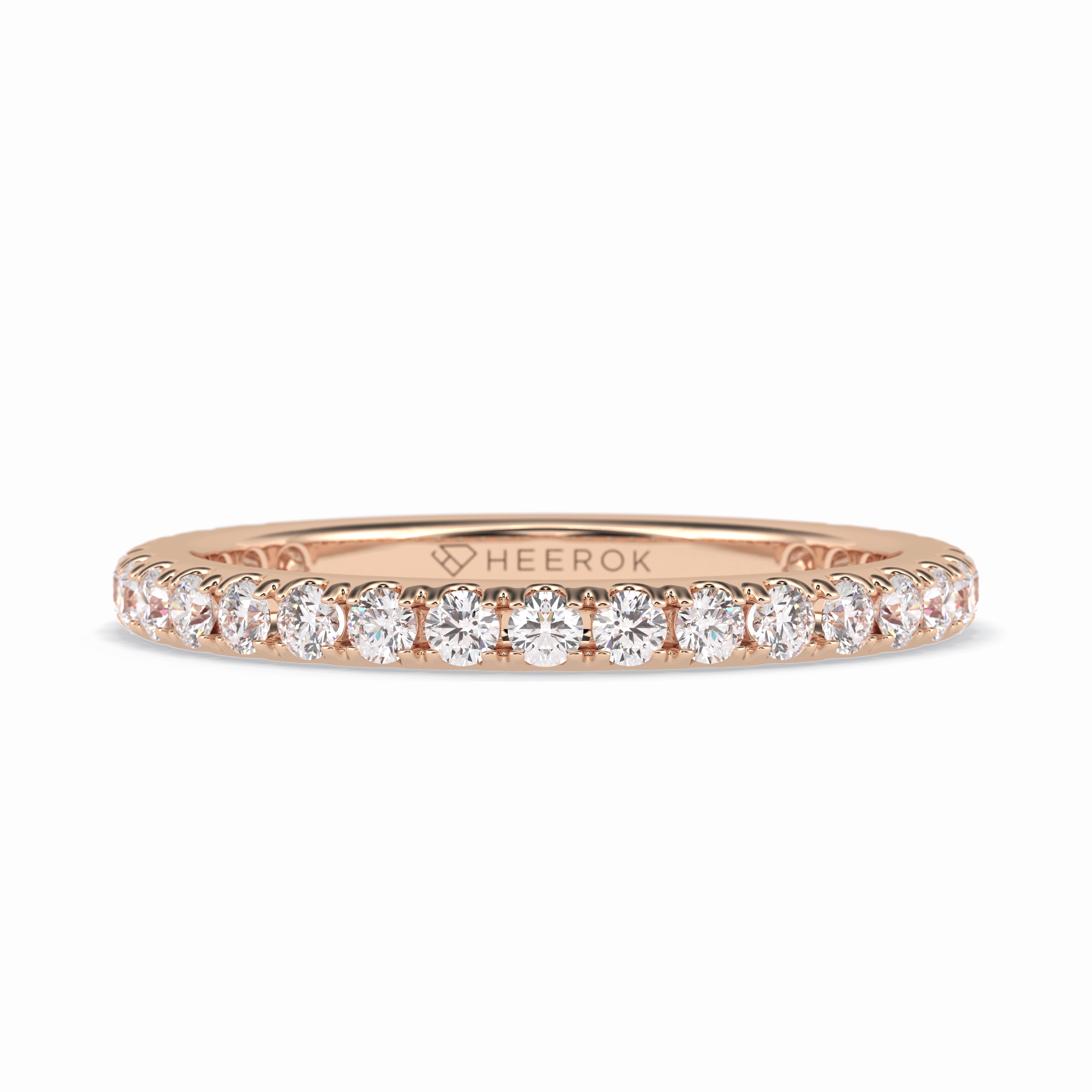 Starlit 0.46 Carat Round VVS1 Half Eternity Lab-Grown Wedding Band in 18K Rose Gold