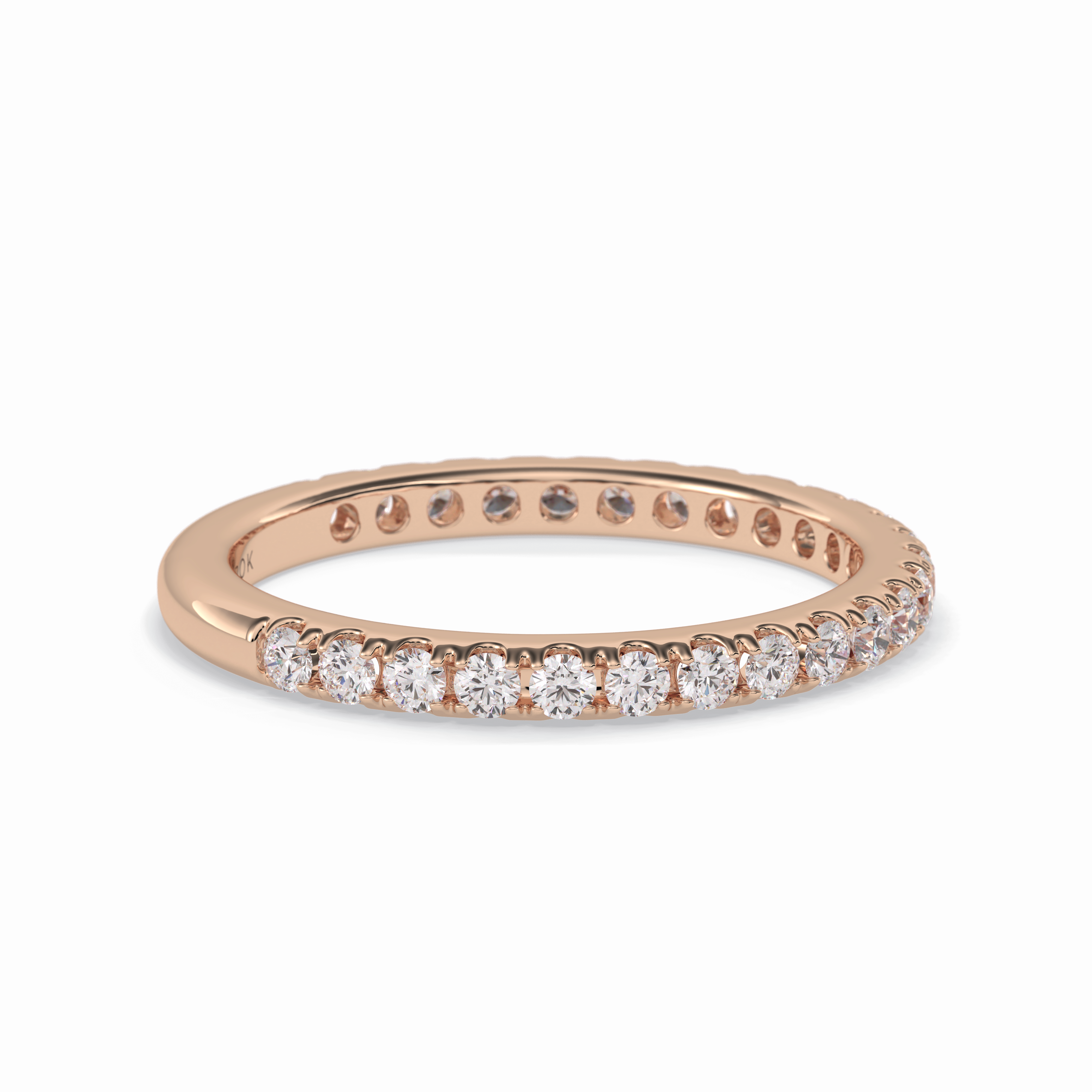 Starlit 0.46 Carat Round VVS1 Half Eternity Lab-Grown Wedding Band in 18K Rose Gold