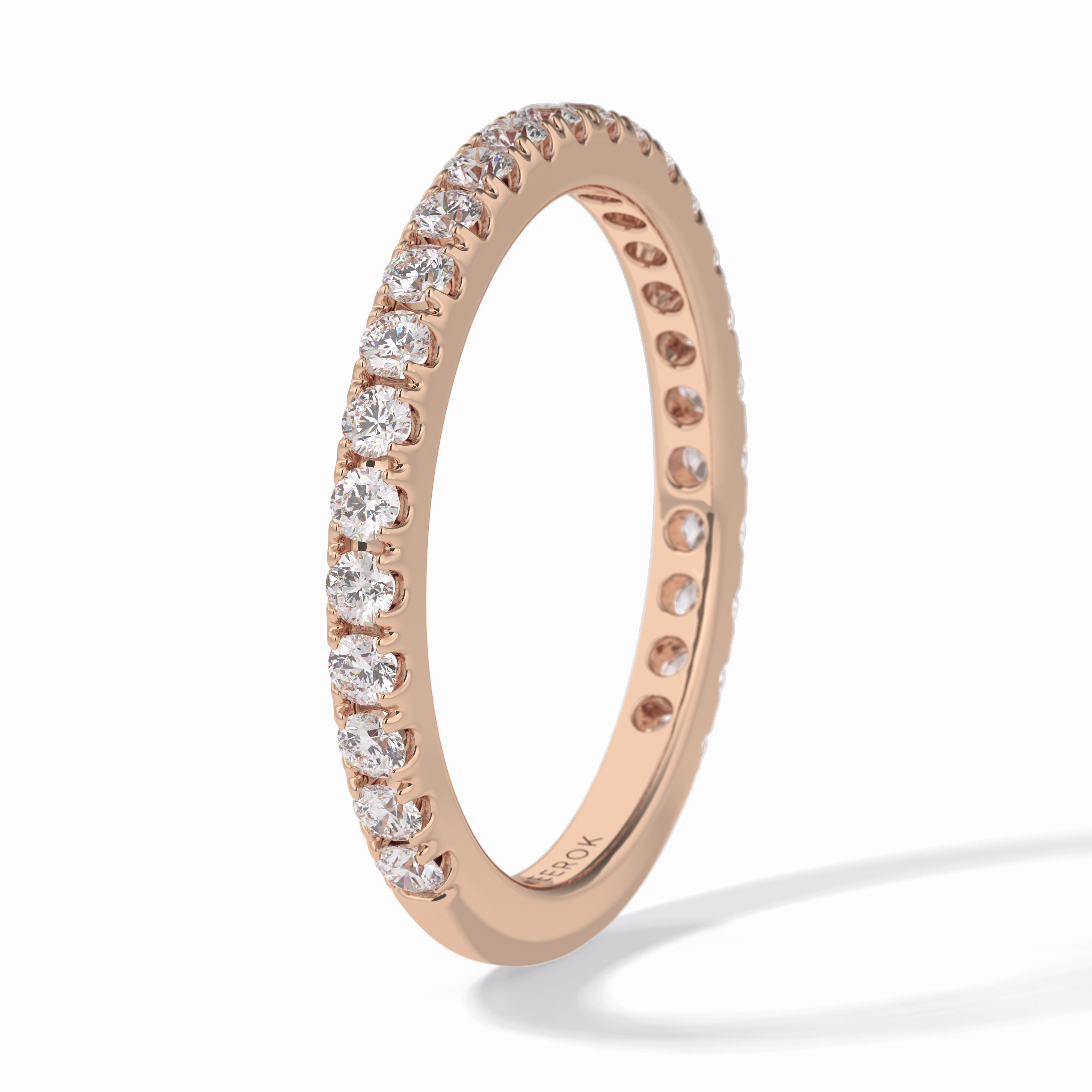 Starlit 0.46 Carat Round VVS1 Half Eternity Lab-Grown Wedding Band in 18K Rose Gold