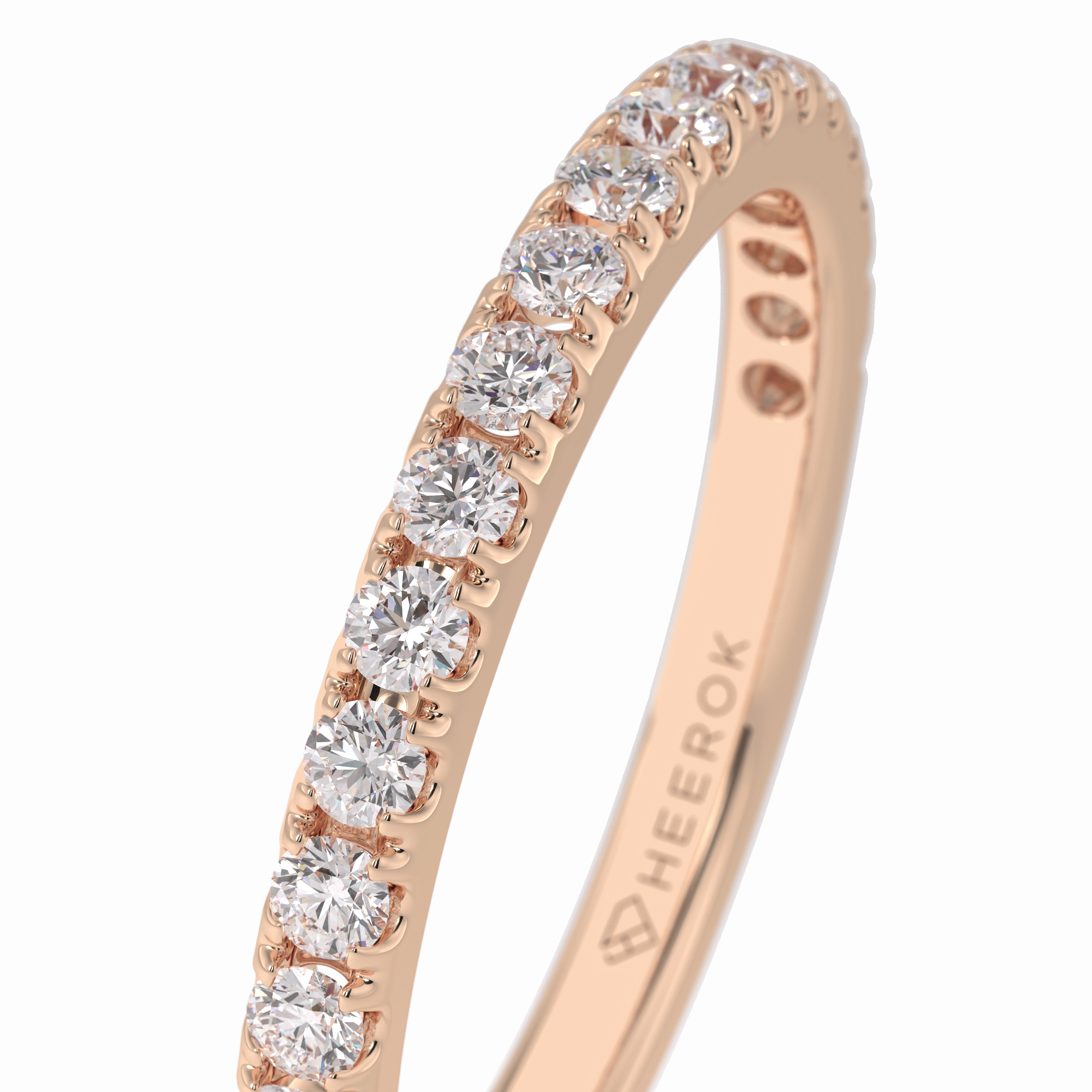 Starlit 0.46 Carat Round VVS1 Half Eternity Lab-Grown Wedding Band in 18K Rose Gold