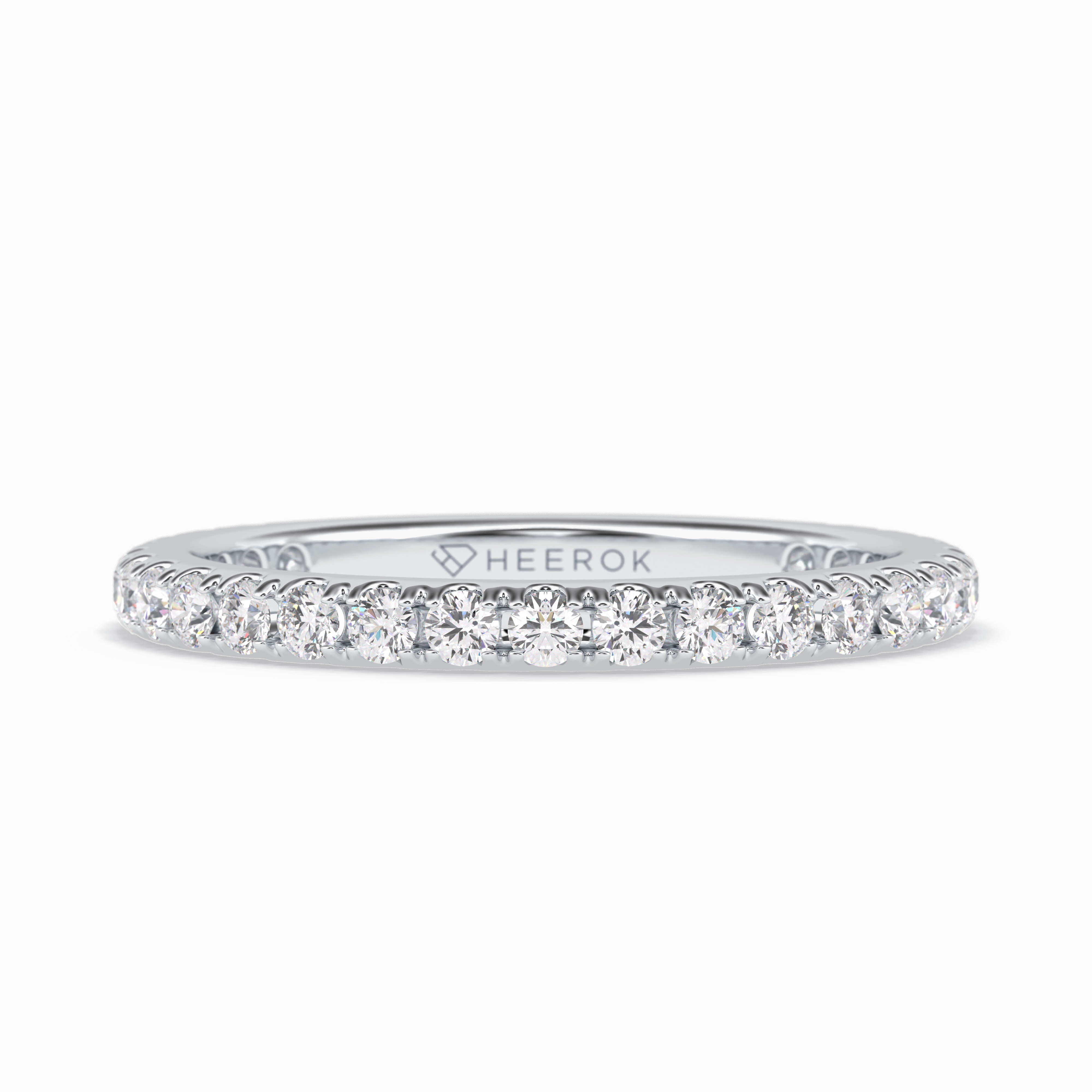 Starlit 0.46 Carat Round VVS1 Half Eternity Lab-Grown Wedding Band in 18K White Gold