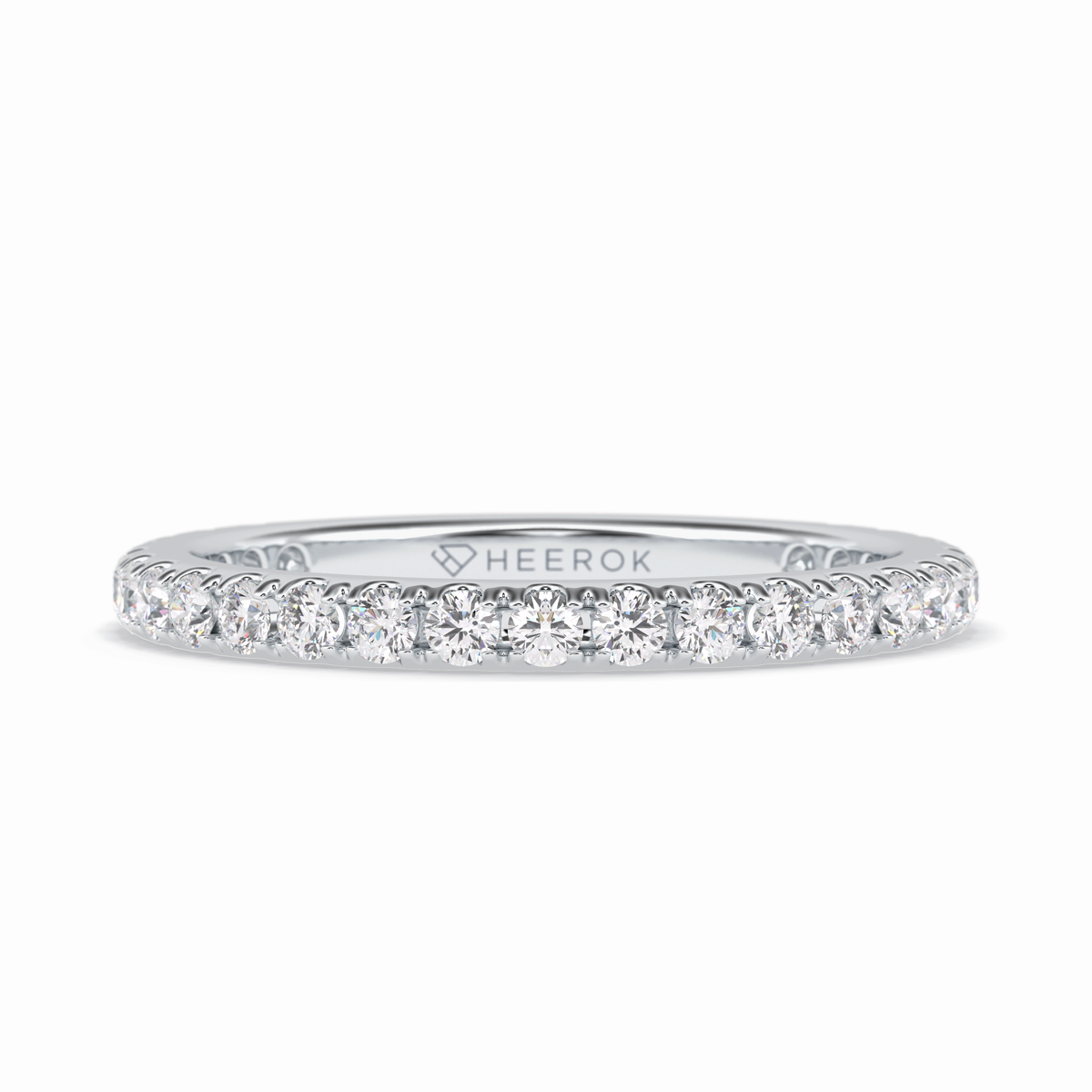 Starlit 0.46 Carat Round VVS1 Half Eternity Lab-Grown Wedding Band in 18K White Gold