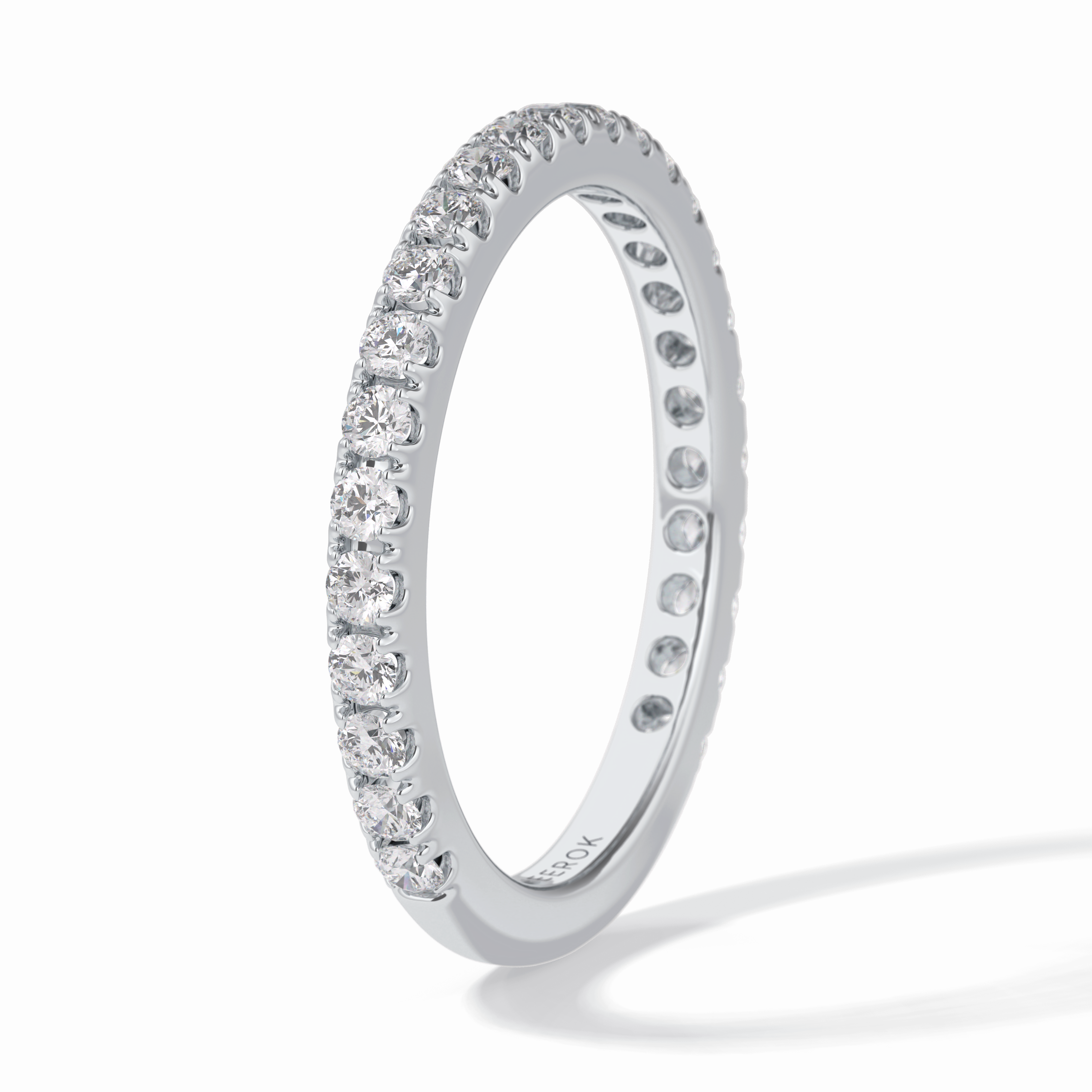 Starlit 0.46 Carat Round VVS1 Half Eternity Lab-Grown Wedding Band in 18K White Gold