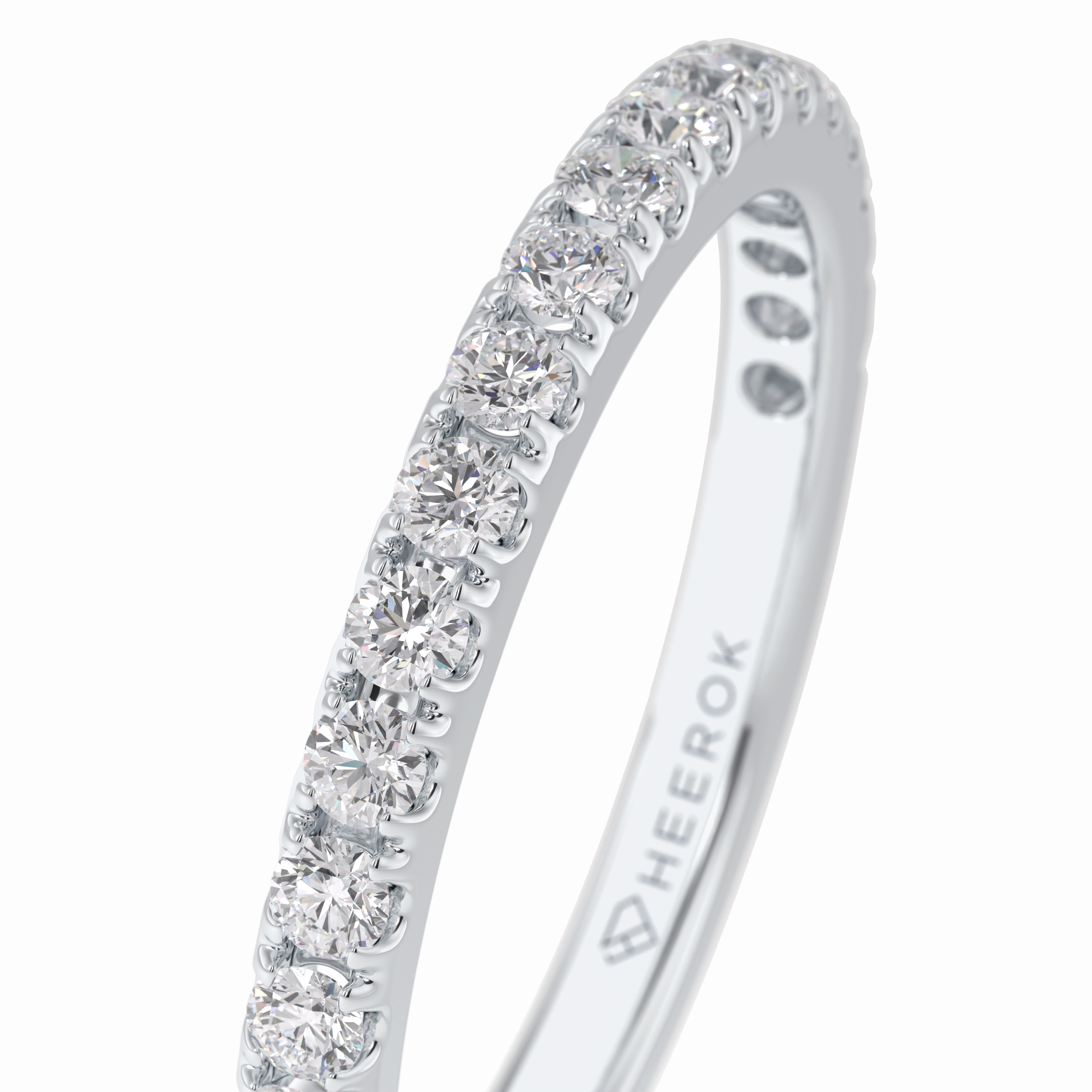 Starlit 0.46 Carat Round VVS1 Half Eternity Lab-Grown Wedding Band in 18K White Gold