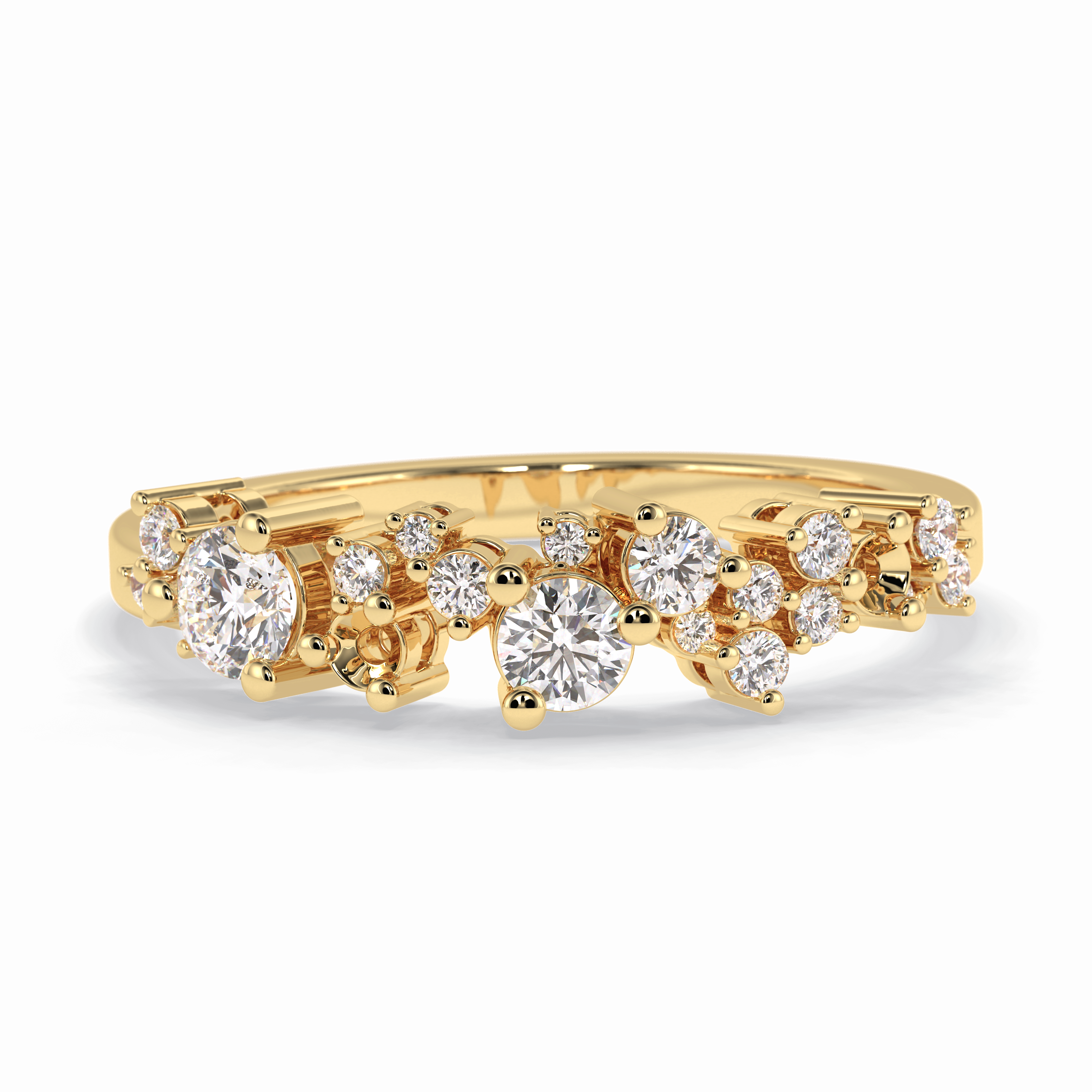 Stellar Cluster 0.46 Carat Round VVS1 Half Eternity Lab-Grown Wedding Band in 18K Yellow Gold