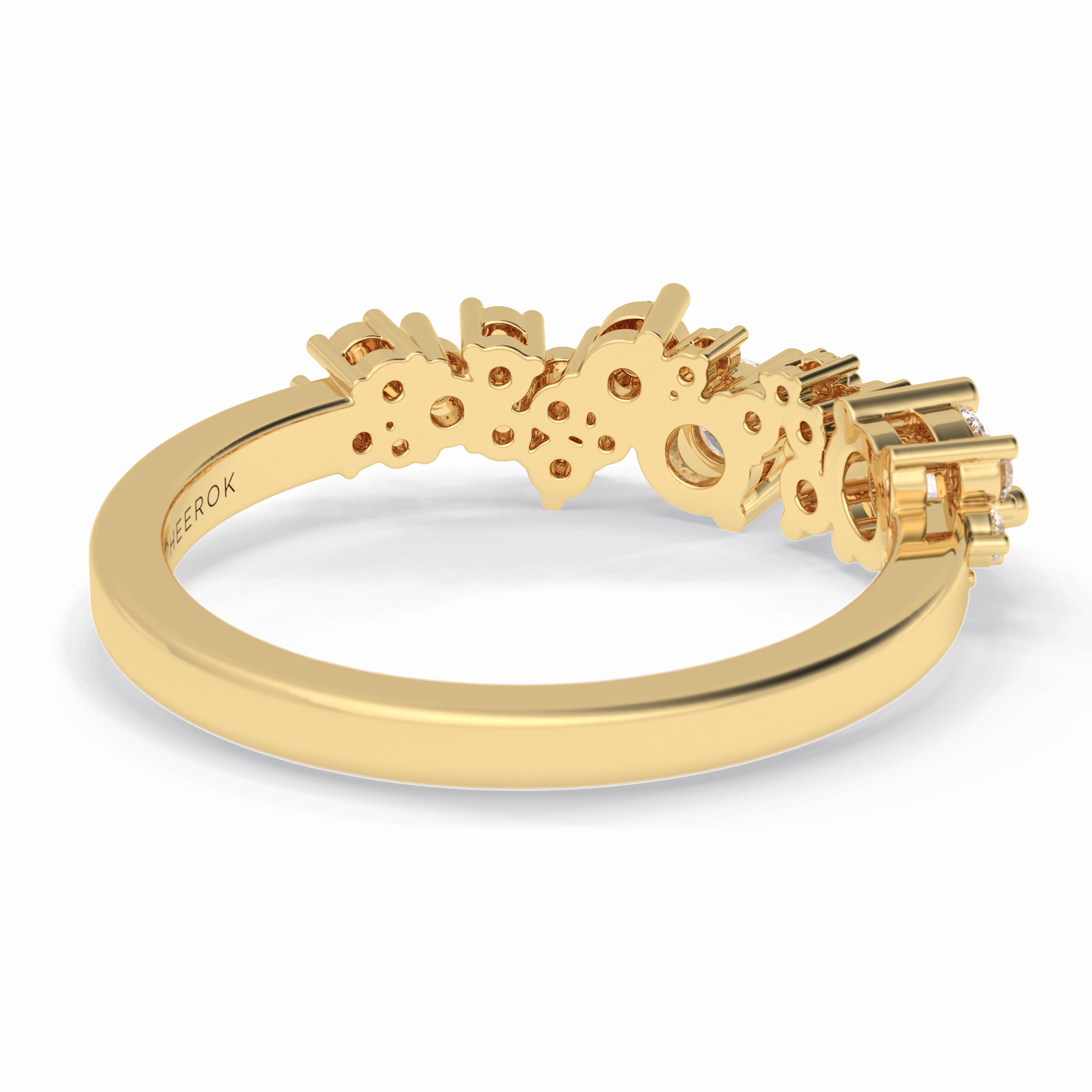 Stellar Cluster 0.46 Carat Round VVS1 Half Eternity Lab-Grown Wedding Band in 18K Yellow Gold