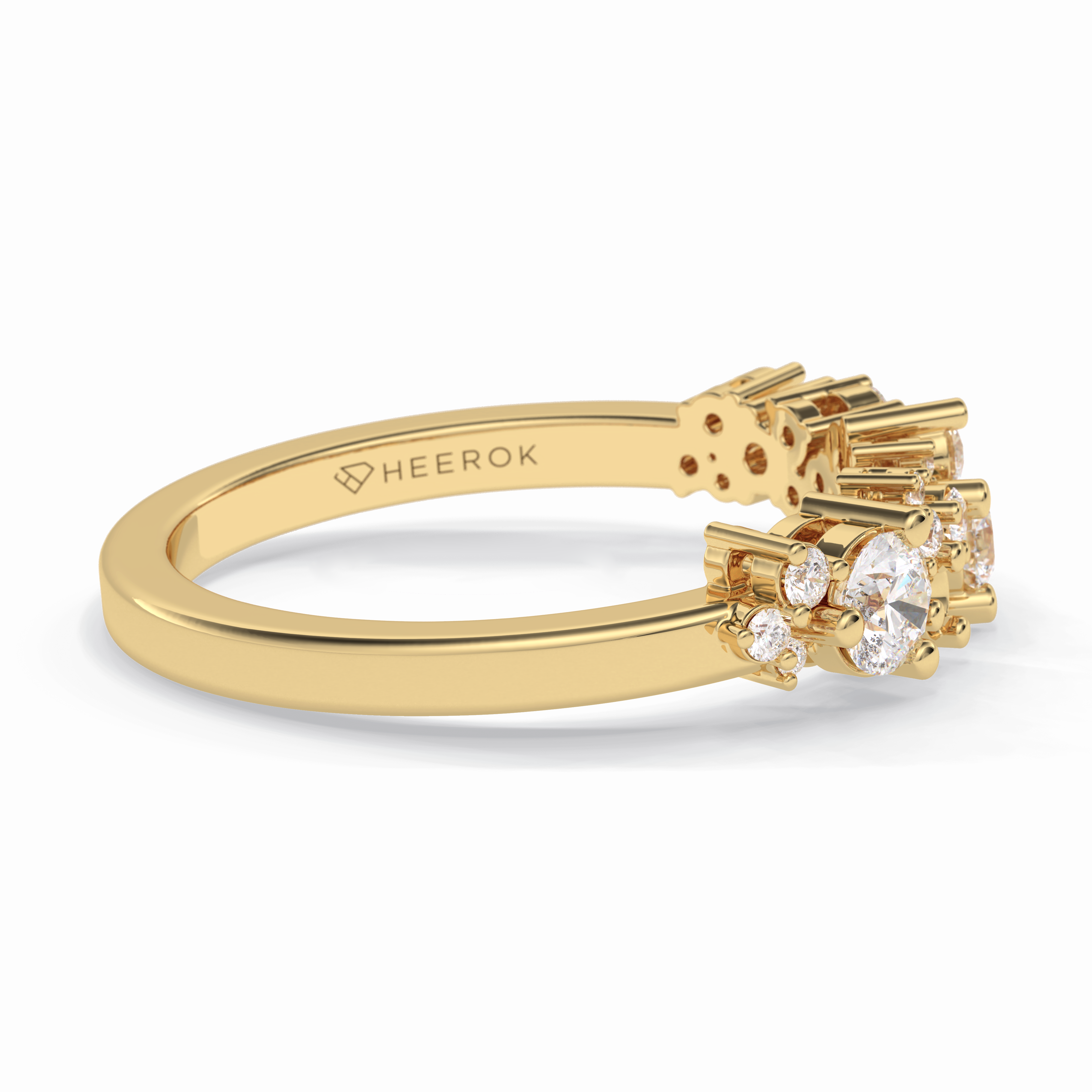 Stellar Cluster 0.46 Carat Round VVS1 Half Eternity Lab-Grown Wedding Band in 18K Yellow Gold