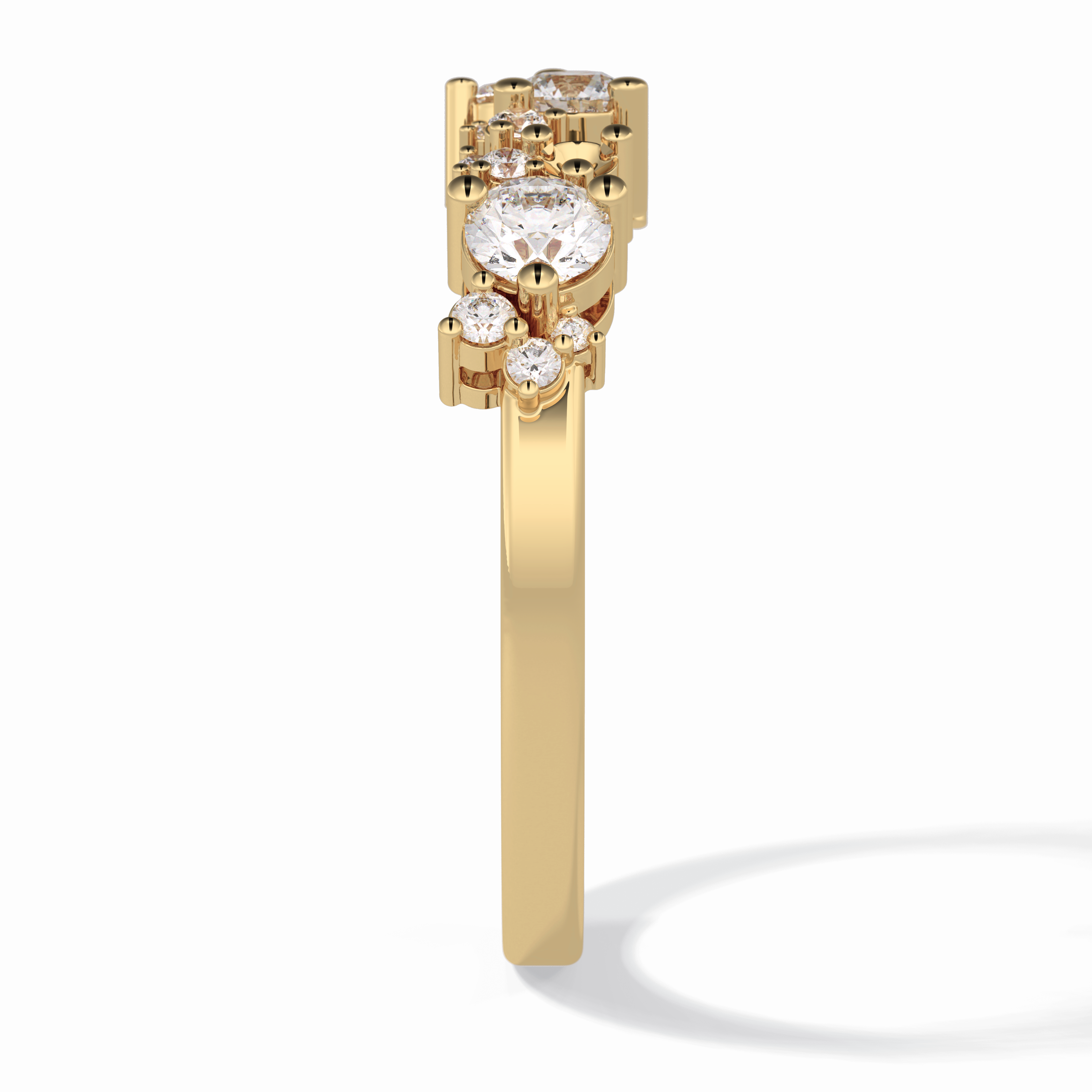 Stellar Cluster 0.46 Carat Round VVS1 Half Eternity Lab-Grown Wedding Band in 18K Yellow Gold