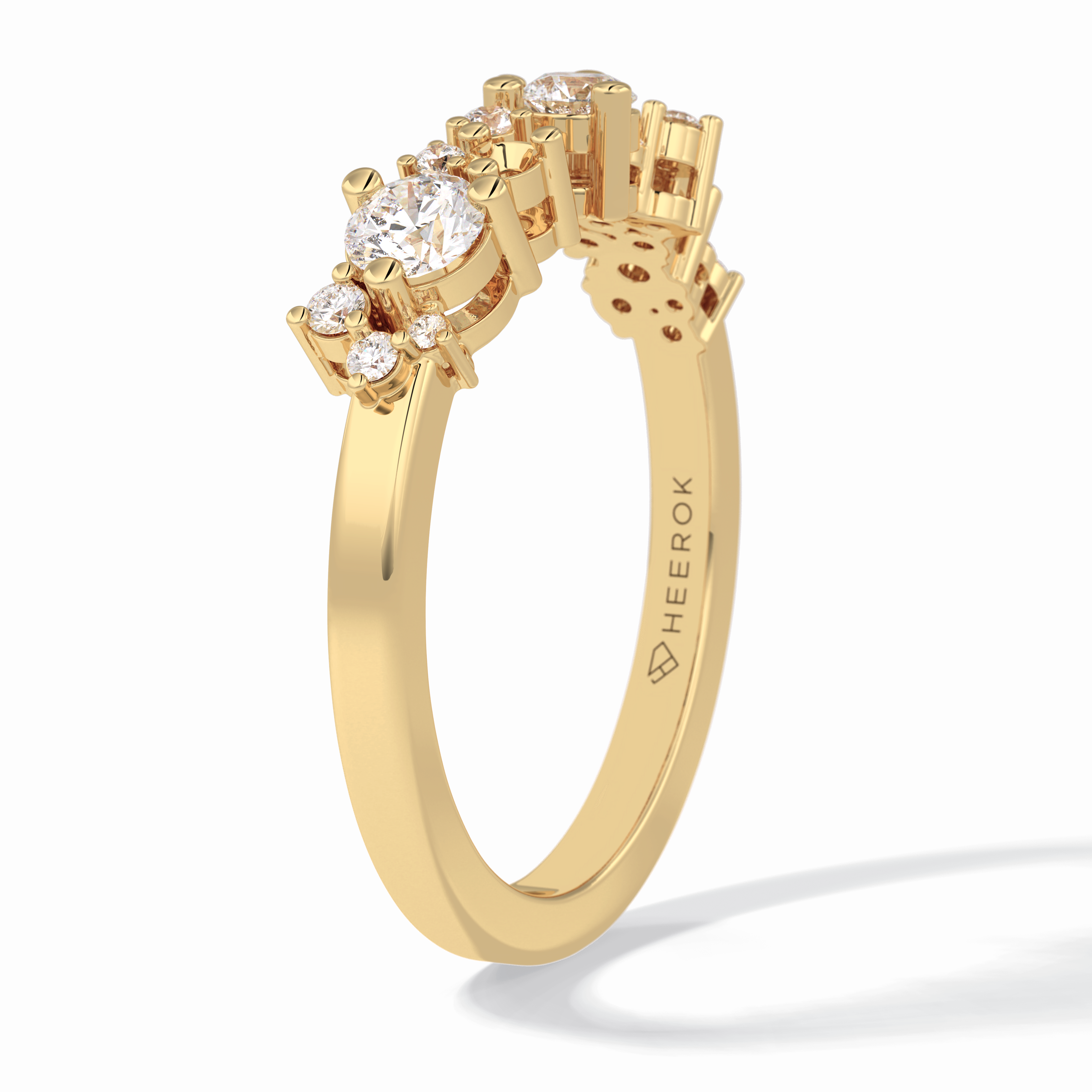 Stellar Cluster 0.46 Carat Round VVS1 Half Eternity Lab-Grown Wedding Band in 18K Yellow Gold