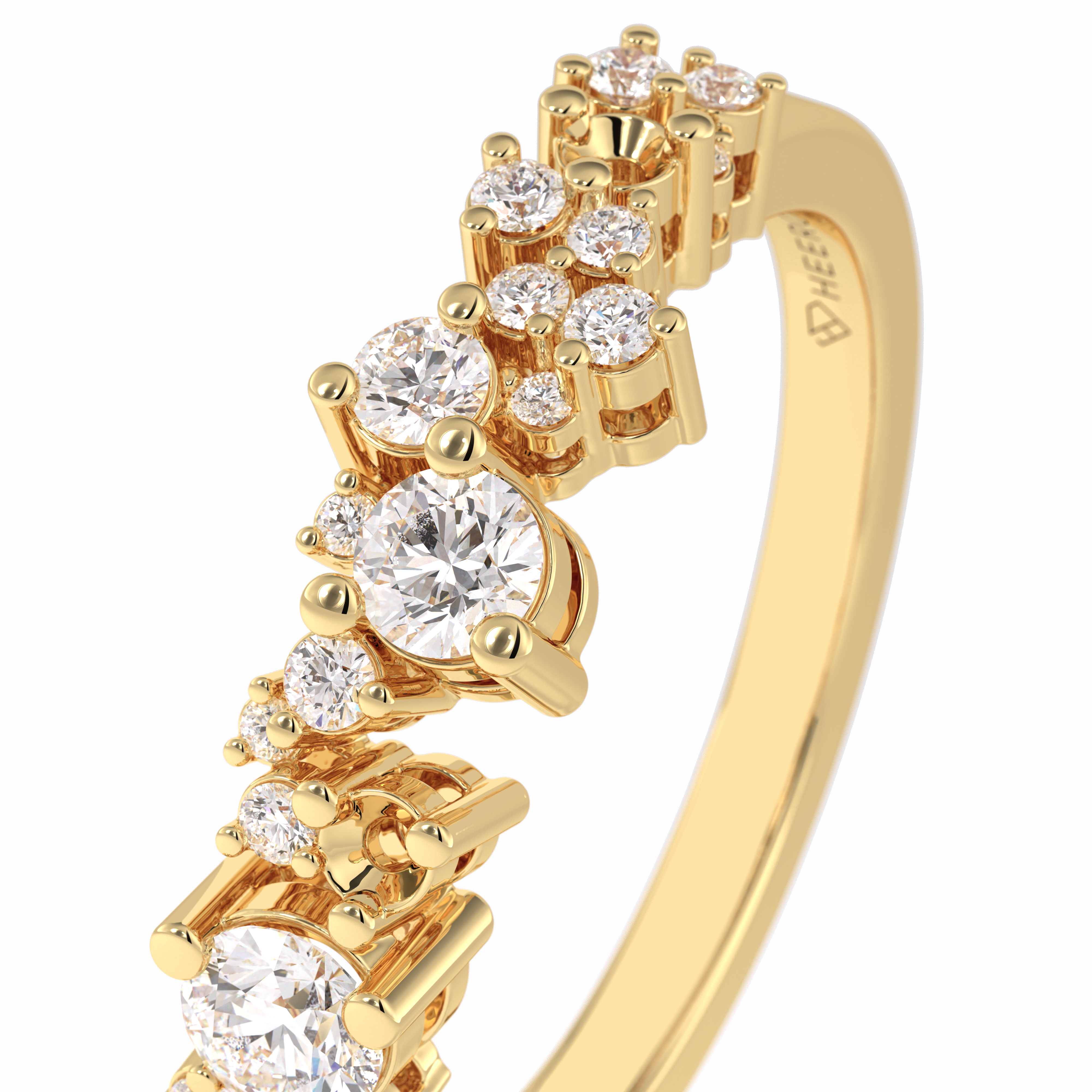 Stellar Cluster 0.46 Carat Round VVS1 Half Eternity Lab-Grown Wedding Band in 18K Yellow Gold