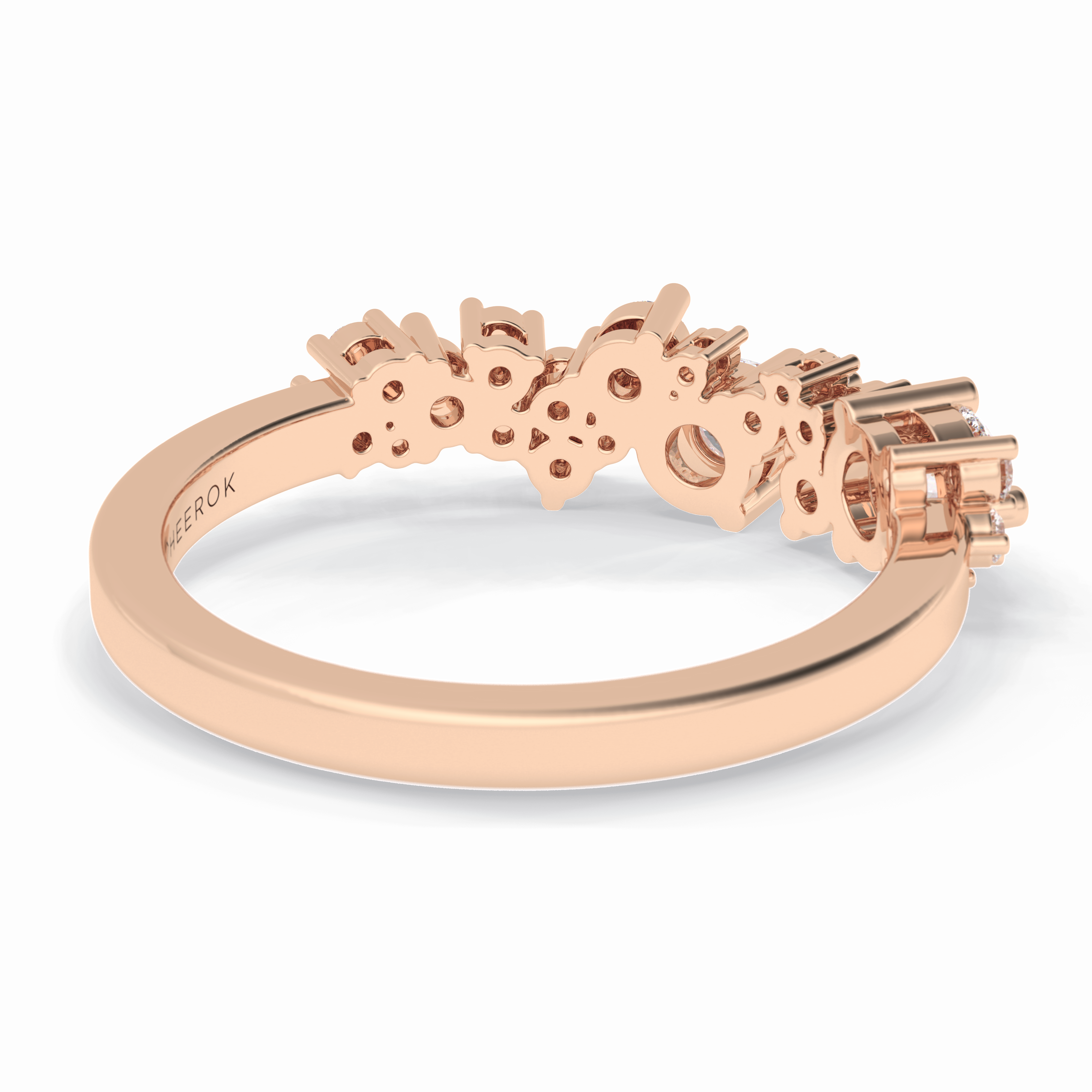 Stellar Cluster 0.46 Carat Round VVS1 Half Eternity Lab-Grown Wedding Band in 18K Rose Gold