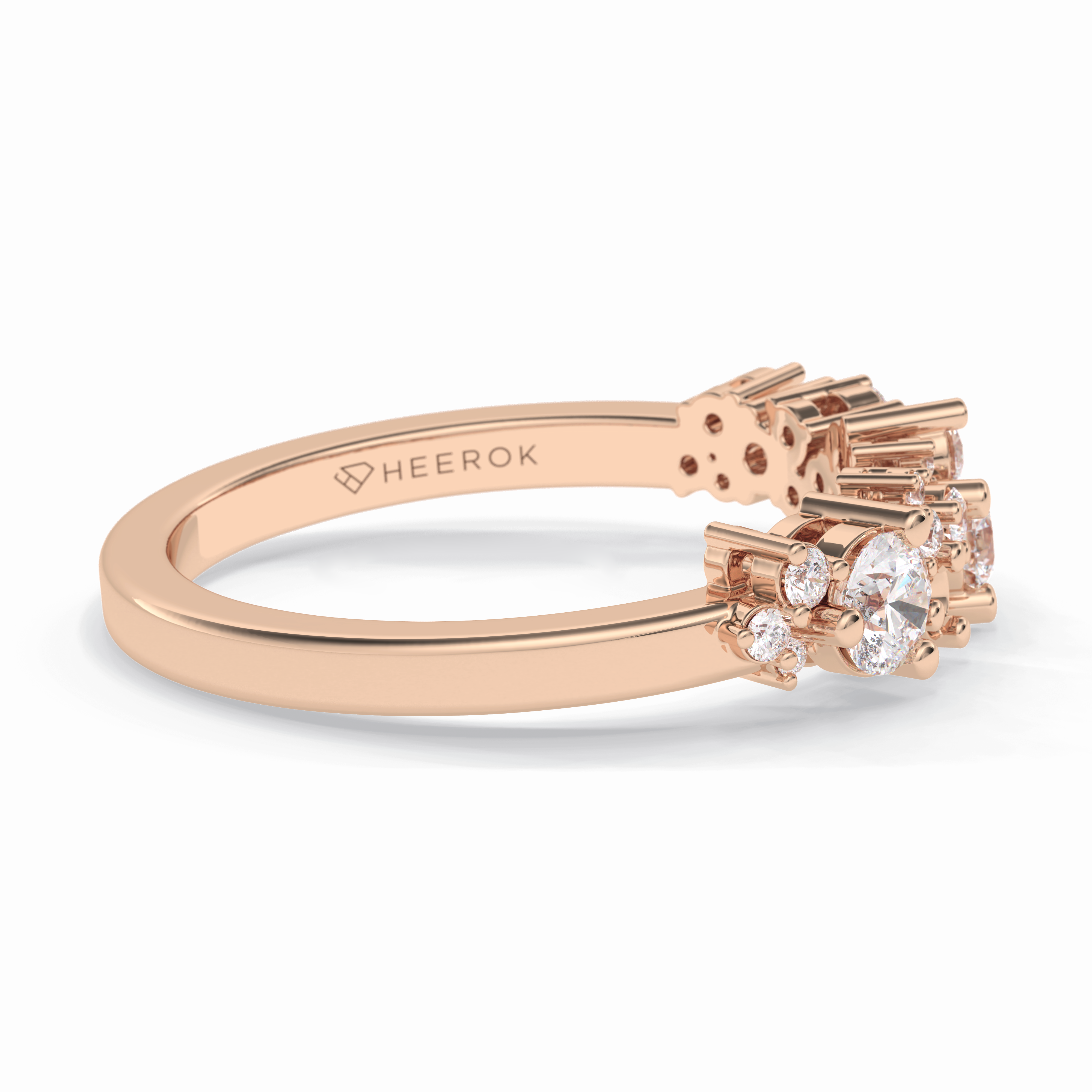 Stellar Cluster 0.46 Carat Round VVS1 Half Eternity Lab-Grown Wedding Band in 18K Rose Gold