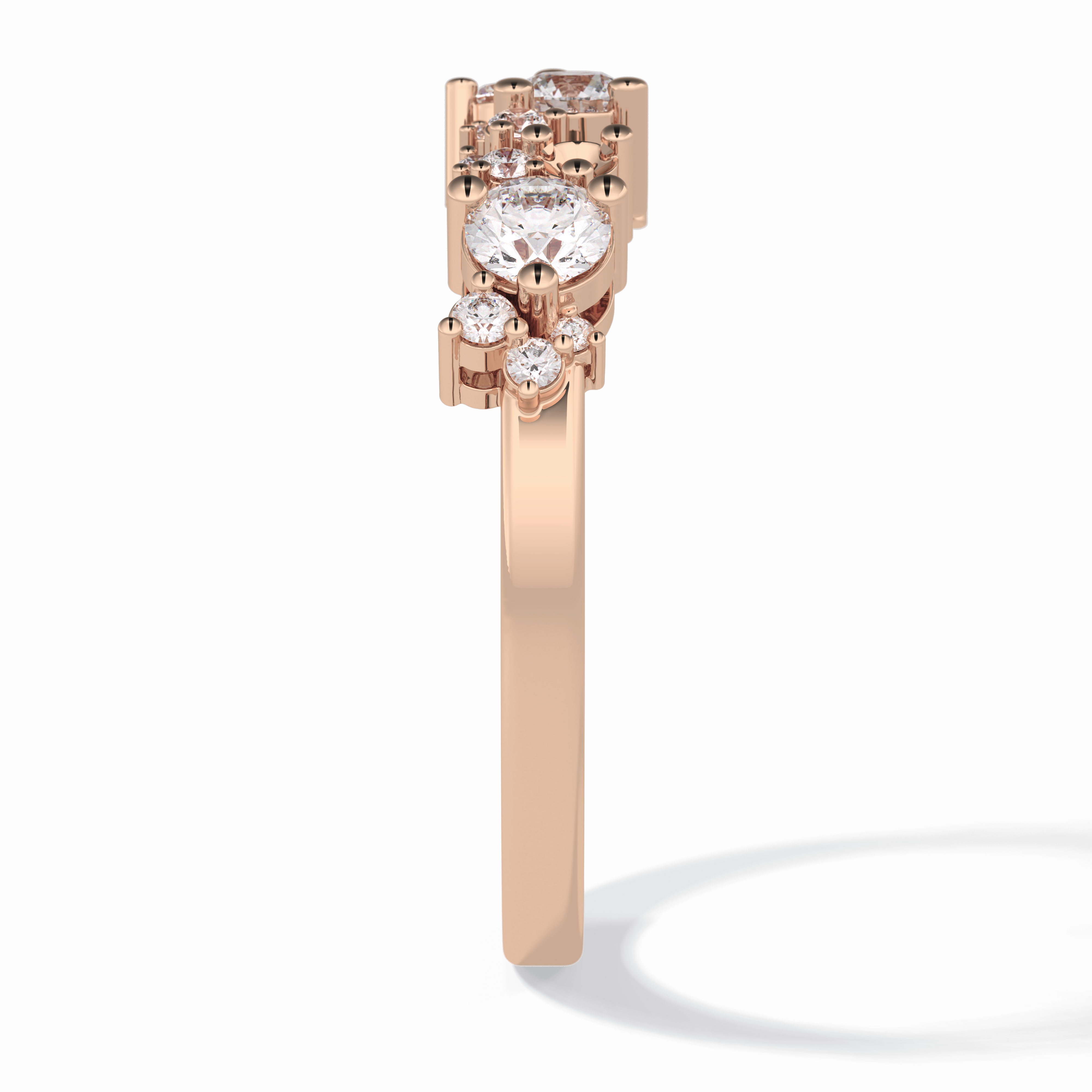 Stellar Cluster 0.46 Carat Round VVS1 Half Eternity Lab-Grown Wedding Band in 18K Rose Gold