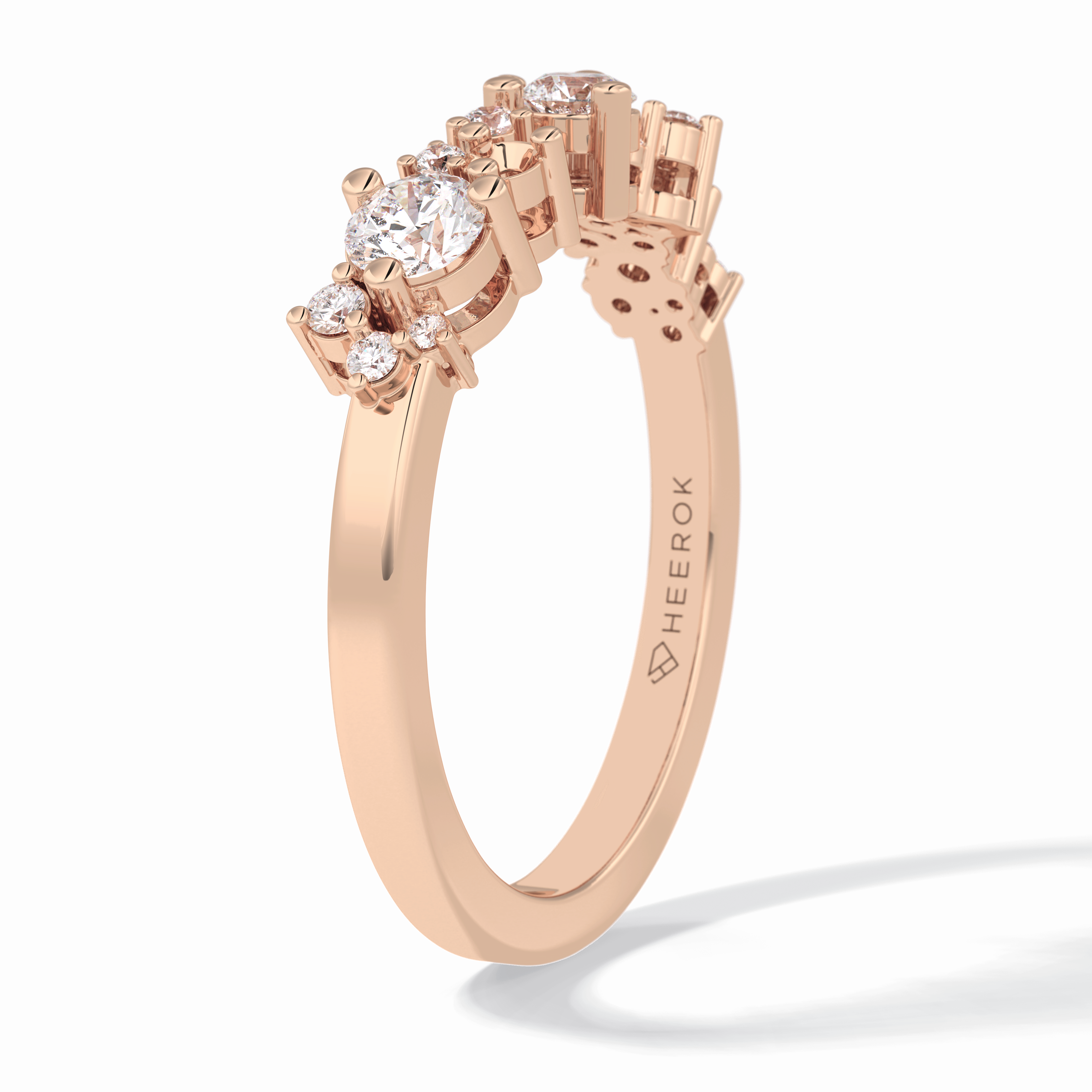 Stellar Cluster 0.46 Carat Round VVS1 Half Eternity Lab-Grown Wedding Band in 18K Rose Gold