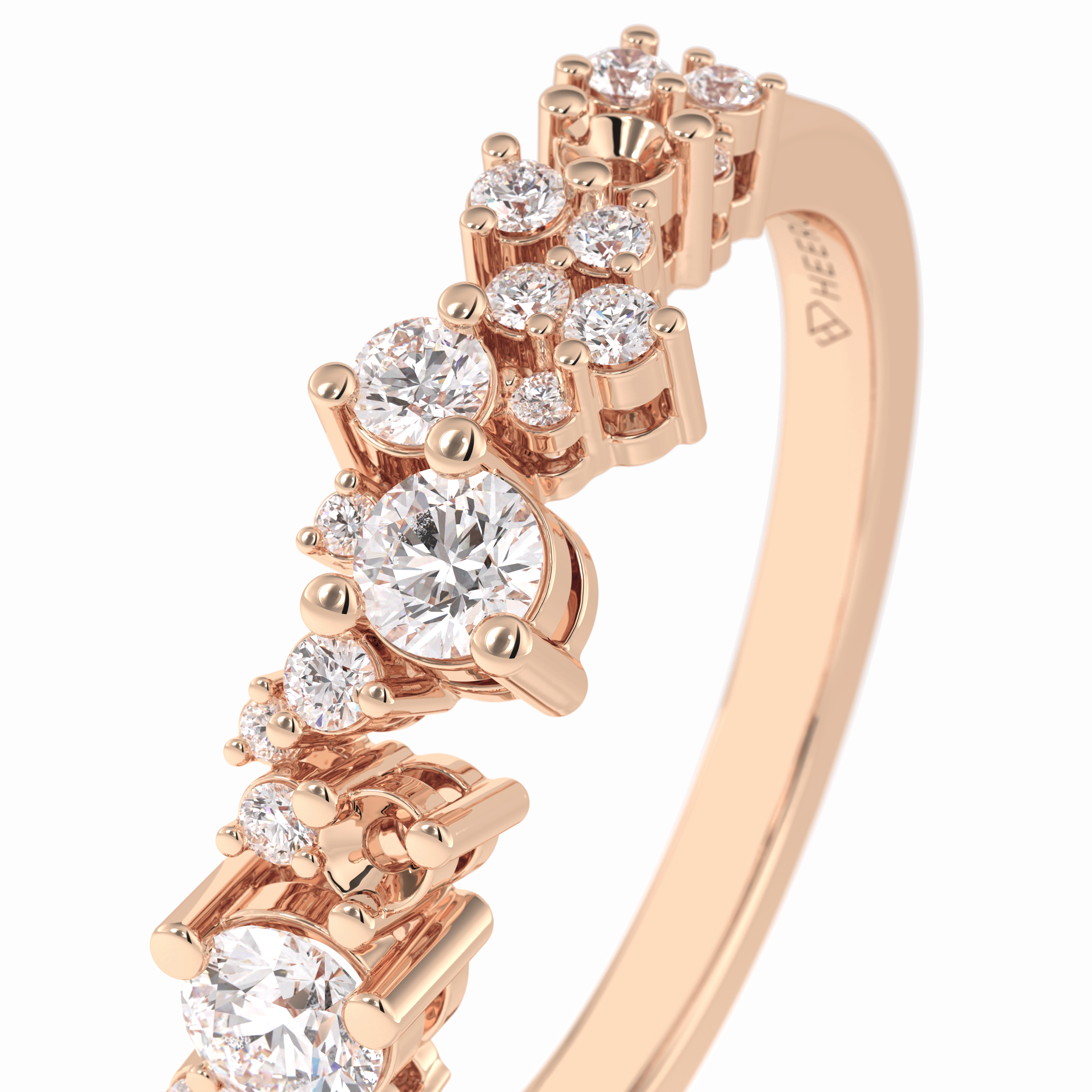 Stellar Cluster 0.46 Carat Round VVS1 Half Eternity Lab-Grown Wedding Band in 18K Rose Gold