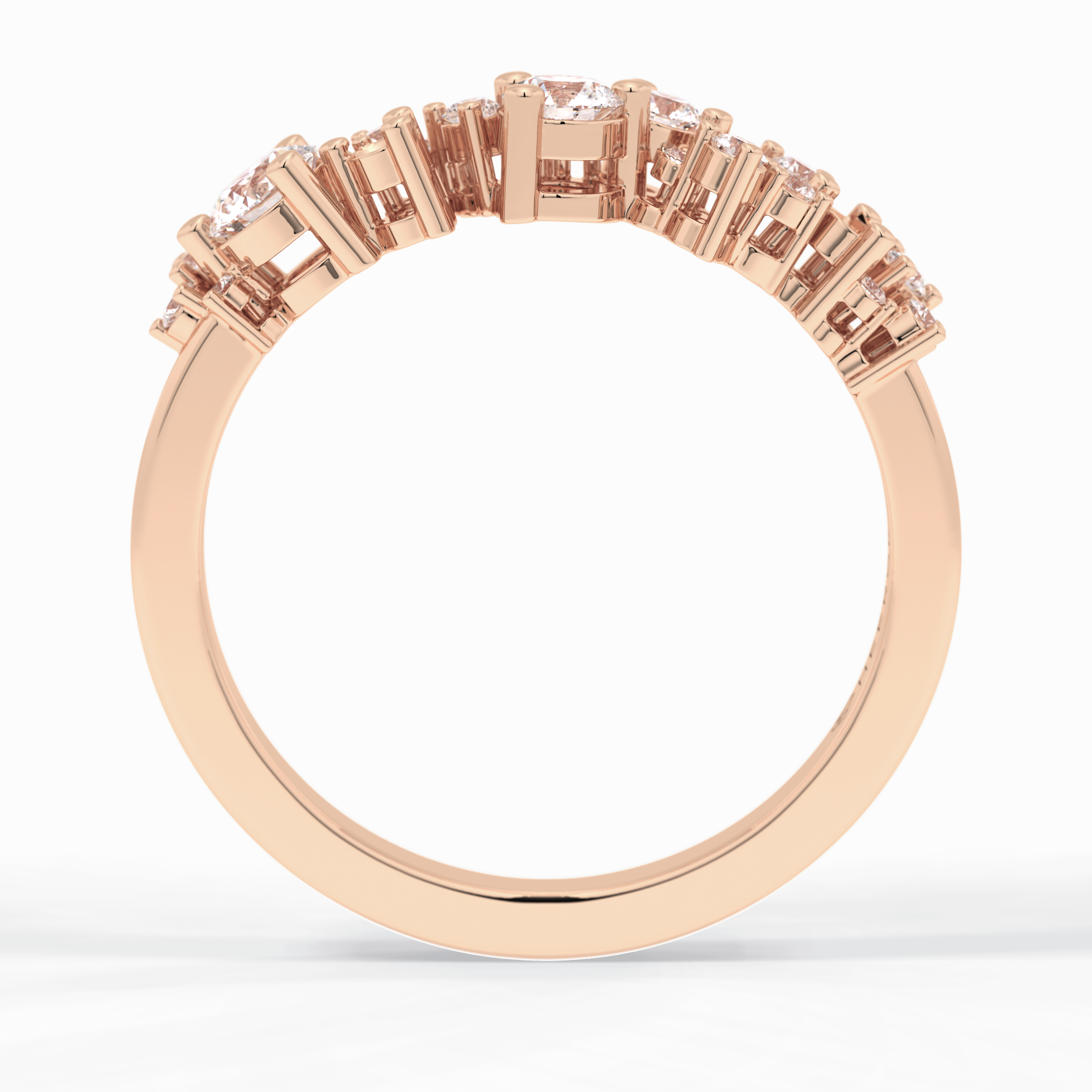 Stellar Cluster 0.46 Carat Round VVS1 Half Eternity Lab-Grown Wedding Band in 18K Rose Gold