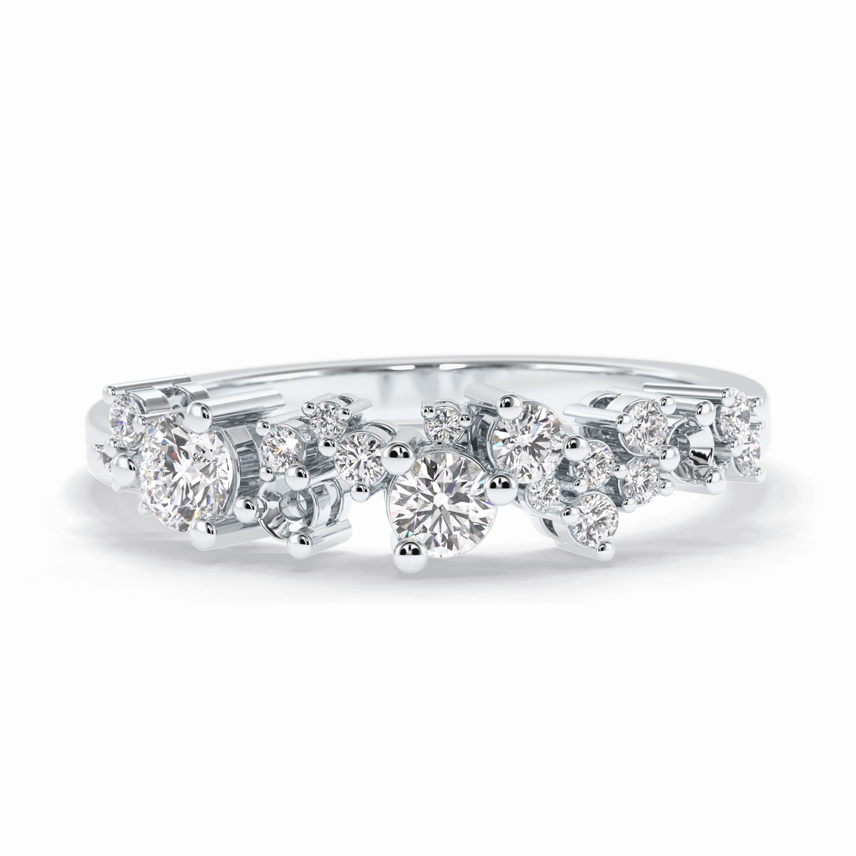 Stellar Cluster 0.46 Carat Round VVS1 Half Eternity Lab-Grown Wedding Band in 18K White Gold