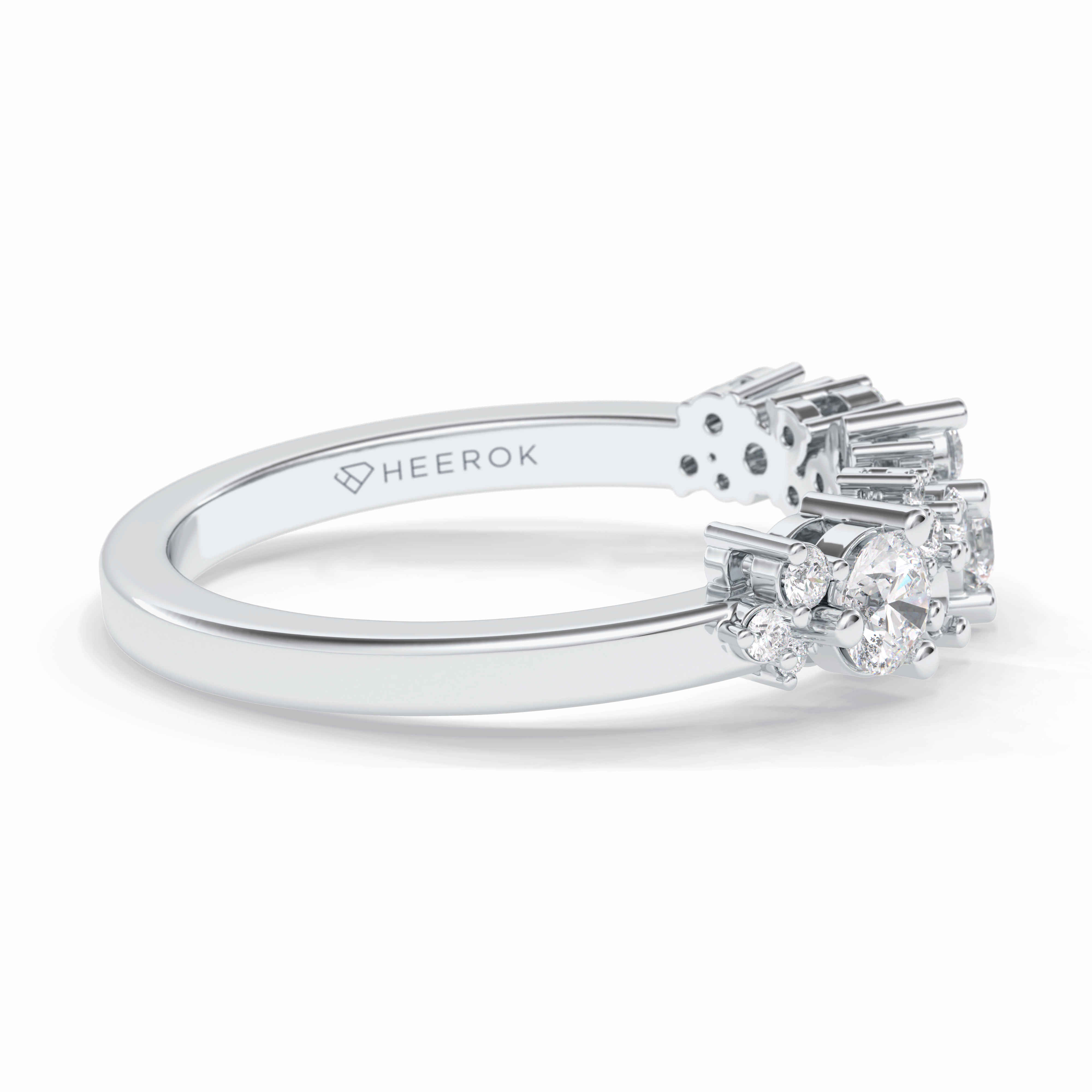 Stellar Cluster 0.46 Carat Round VVS1 Half Eternity Lab-Grown Wedding Band in 18K White Gold