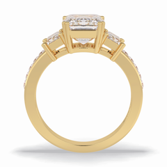 Majestic Monarch 2.56 Carat Emerald VS1 Lab-Grown Three Stone Engagement Ring in 18K Gold