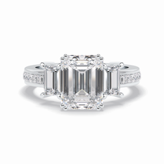 Majestic Monarch 2.56 Carat Emerald VS1 Lab-Grown Three Stone Engagement Ring in 18K Gold