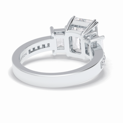 Majestic Monarch 2.56 Carat Emerald VS1 Lab-Grown Three Stone Engagement Ring in 18K Gold