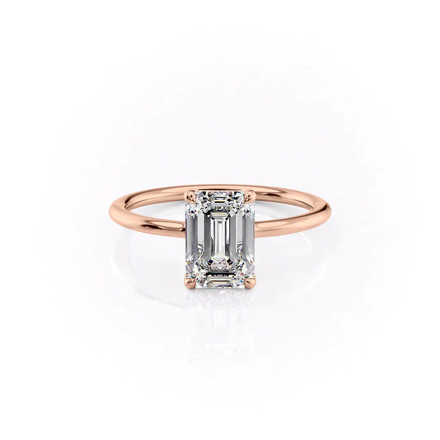 Majestic Empress 2.08 Carat VVS1 Lab‑Grown Emerald Solitaire Engagement Ring in 18K Rose Gold Front View