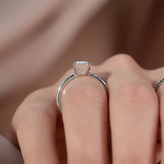 Majestic Empress 2.08 Carat VVS1 Lab‑Grown Emerald Solitaire Engagement Ring in 18K White Gold Finger View