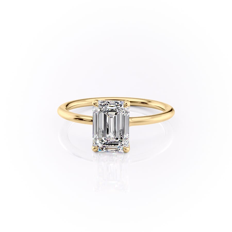 Majestic Empress 2.08 Carat VVS1 Lab‑Grown Emerald Solitaire Engagement Ring in 18K Yellow Gold Front View