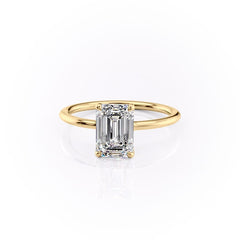 Majestic Empress 2.08 Carat VVS1 Lab‑Grown Emerald Solitaire Engagement Ring in 18K Yellow Gold Front View