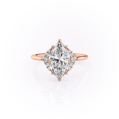 Majestic Marquise 1.10 Carat VVS1 Lab-Grown Three Stone Engagement Ring in 18K Rose Gold Front View