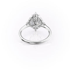 Majestic Marquise 1.10 Carat VVS1 Lab-Grown Three Stone Engagement Ring in 18K White Gold Back View