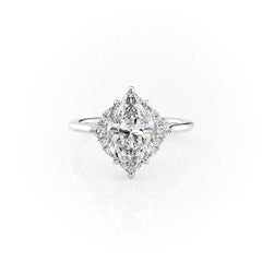 Majestic Marquise 1.10 Carat VVS1 Lab-Grown Three Stone Engagement Ring in 18K White Gold Front View