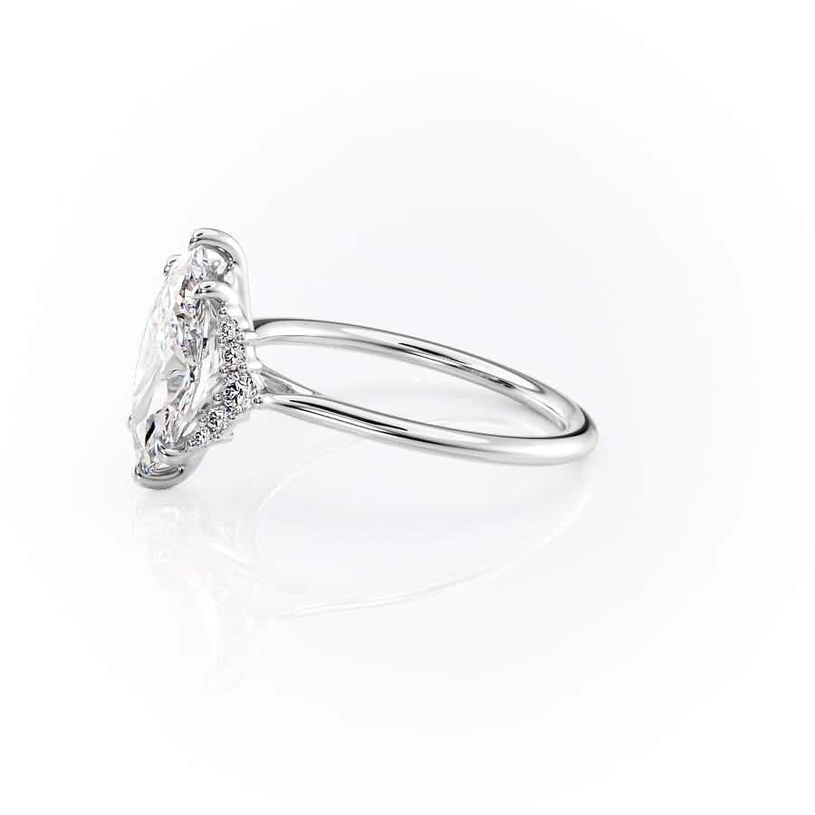 Majestic Marquise 1.10 Carat VVS1 Lab-Grown Three Stone Engagement Ring in 18K White Gold Left View