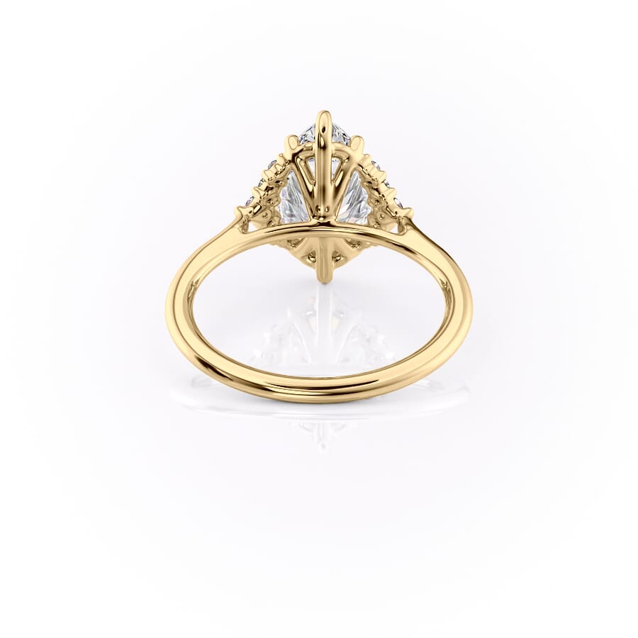 Majestic Marquise 1.10 Carat VVS1 Lab-Grown Three Stone Engagement Ring in 18K yellow Gold Back View