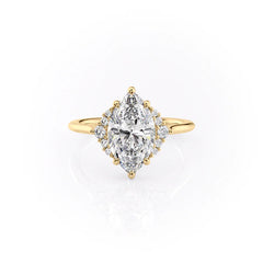 Majestic Marquise 1.10 Carat VVS1 Lab-Grown Three Stone Engagement Ring in 18K yellow Gold Front View