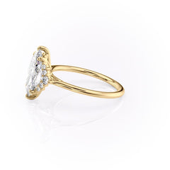 Majestic Marquise 1.10 Carat VVS1 Lab-Grown Three Stone Engagement Ring in 18K yellow Gold Left View