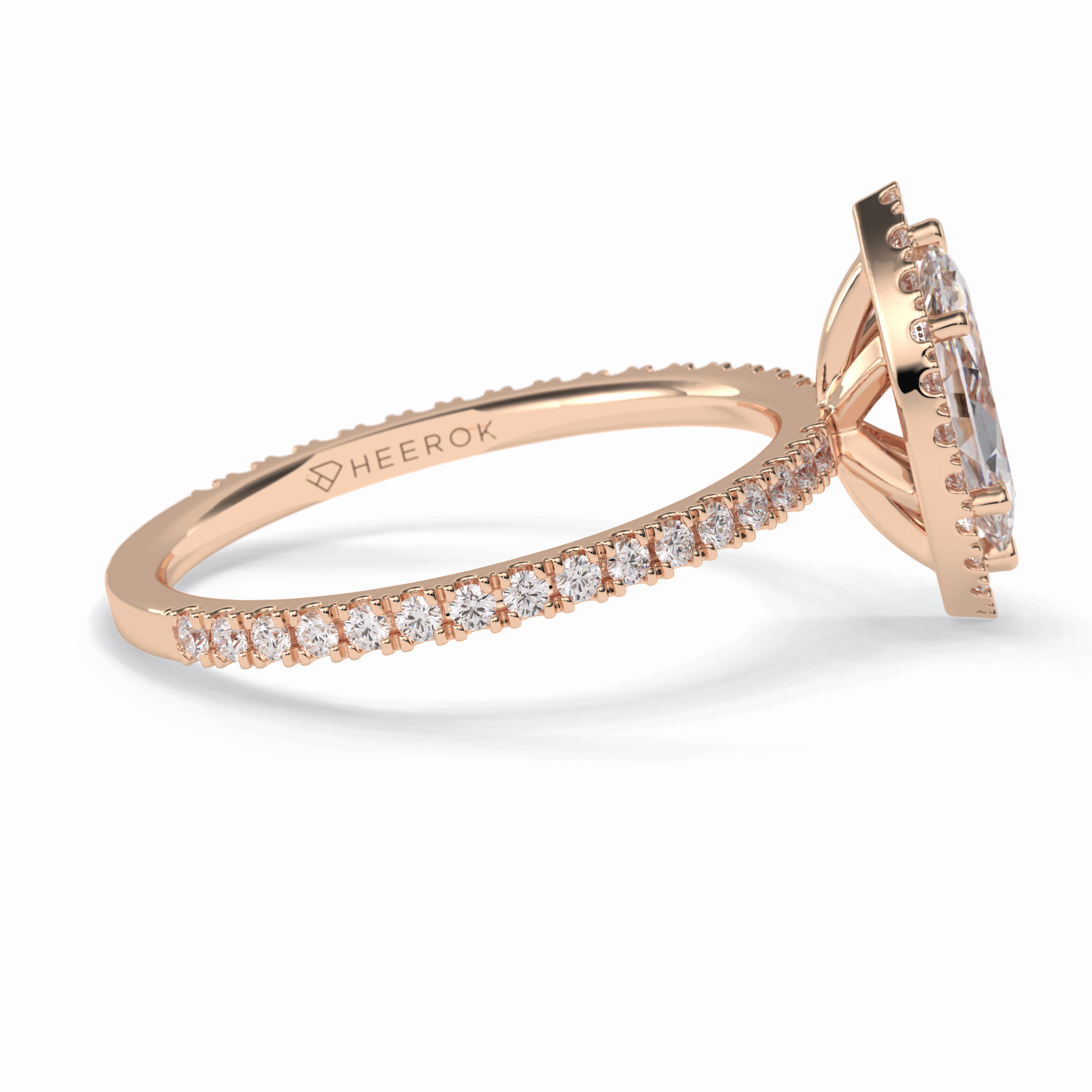 Majesty 0.75 Carat Marquise VS1 Moissanite Halo Engagement Ring in 18K Rose Gold