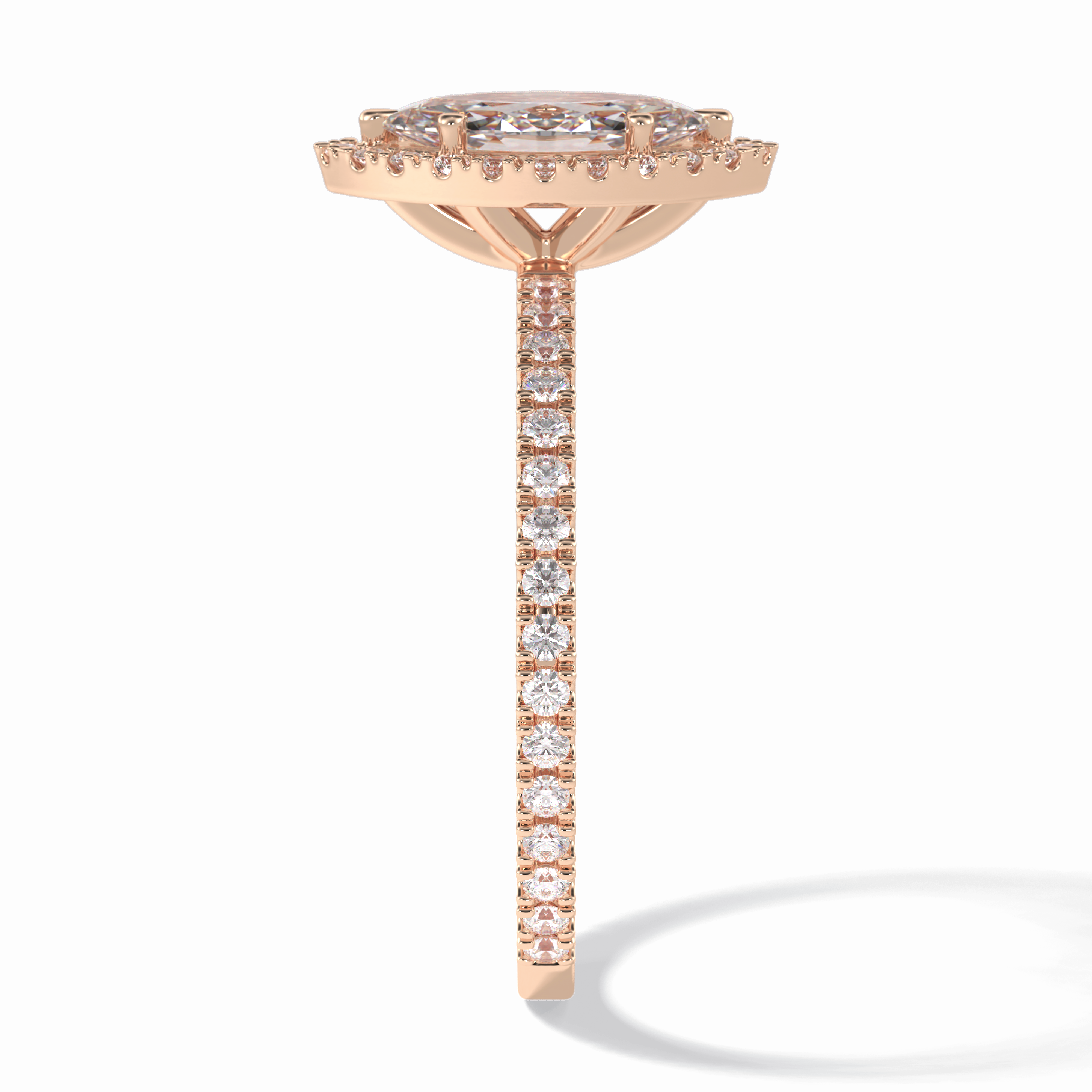 Majesty 0.75 Carat Marquise VS1 Moissanite Halo Engagement Ring in 18K Rose Gold