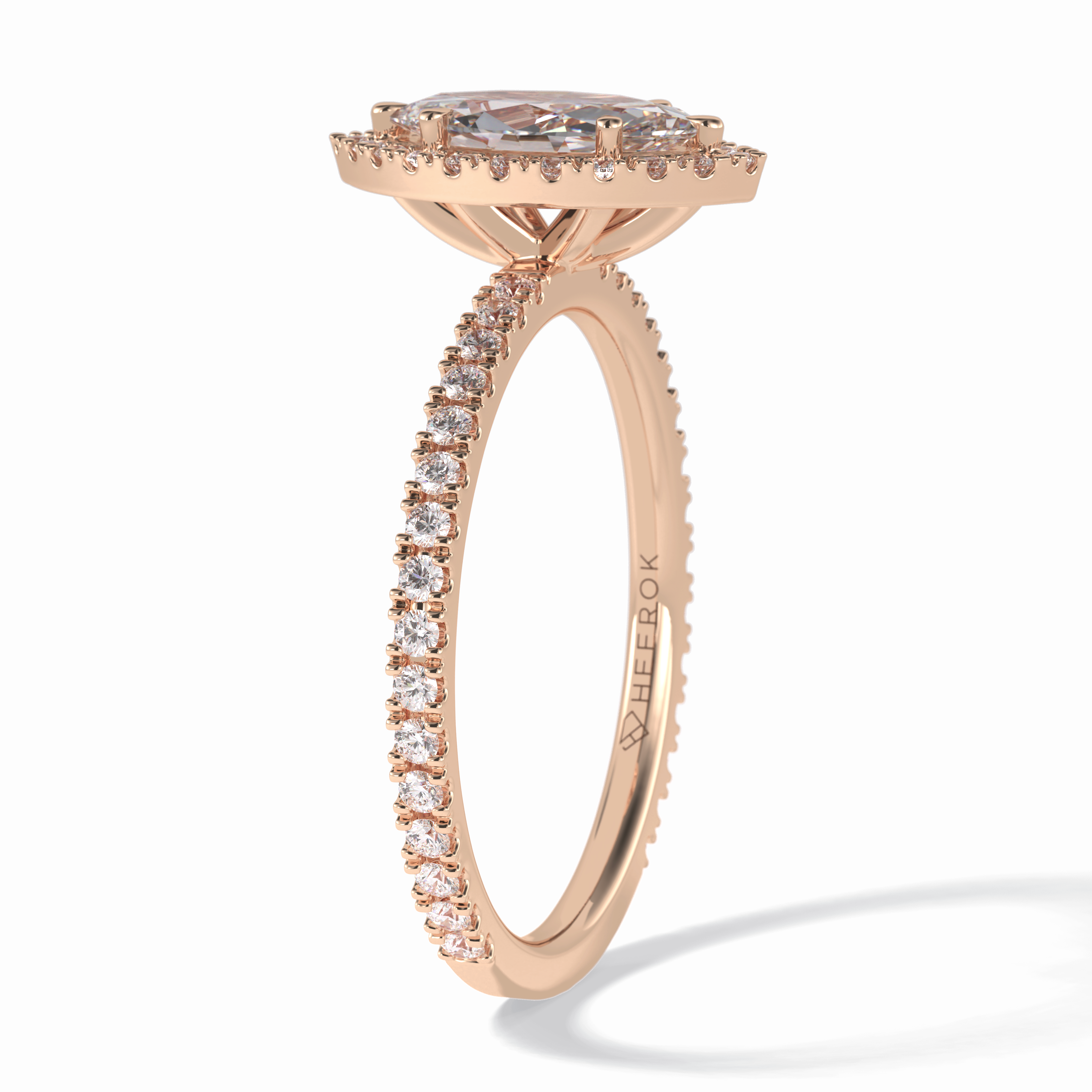 Majesty 0.75 Carat Marquise VS1 Moissanite Halo Engagement Ring in 18K Rose Gold